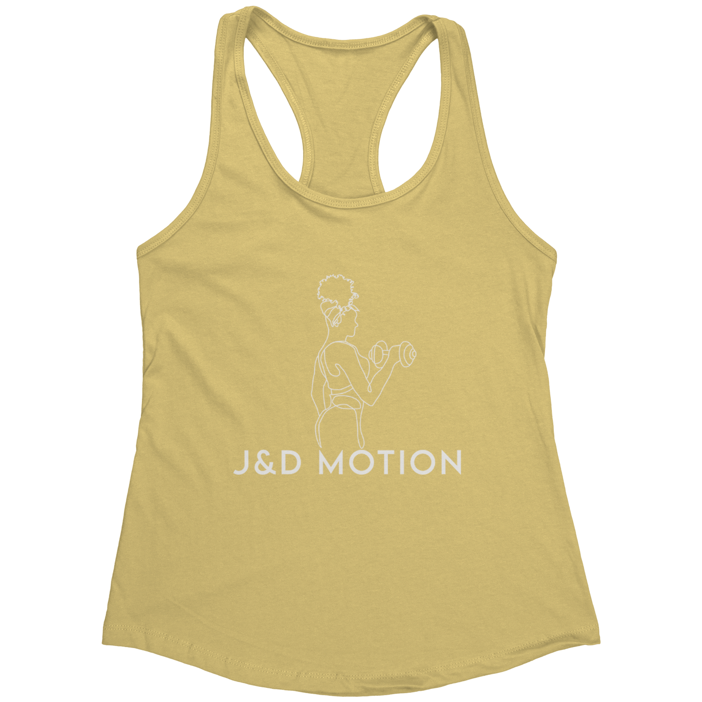 J&D Motion Bicep Beauty Women's Racerback Tank (White Graphic) by teelaunch