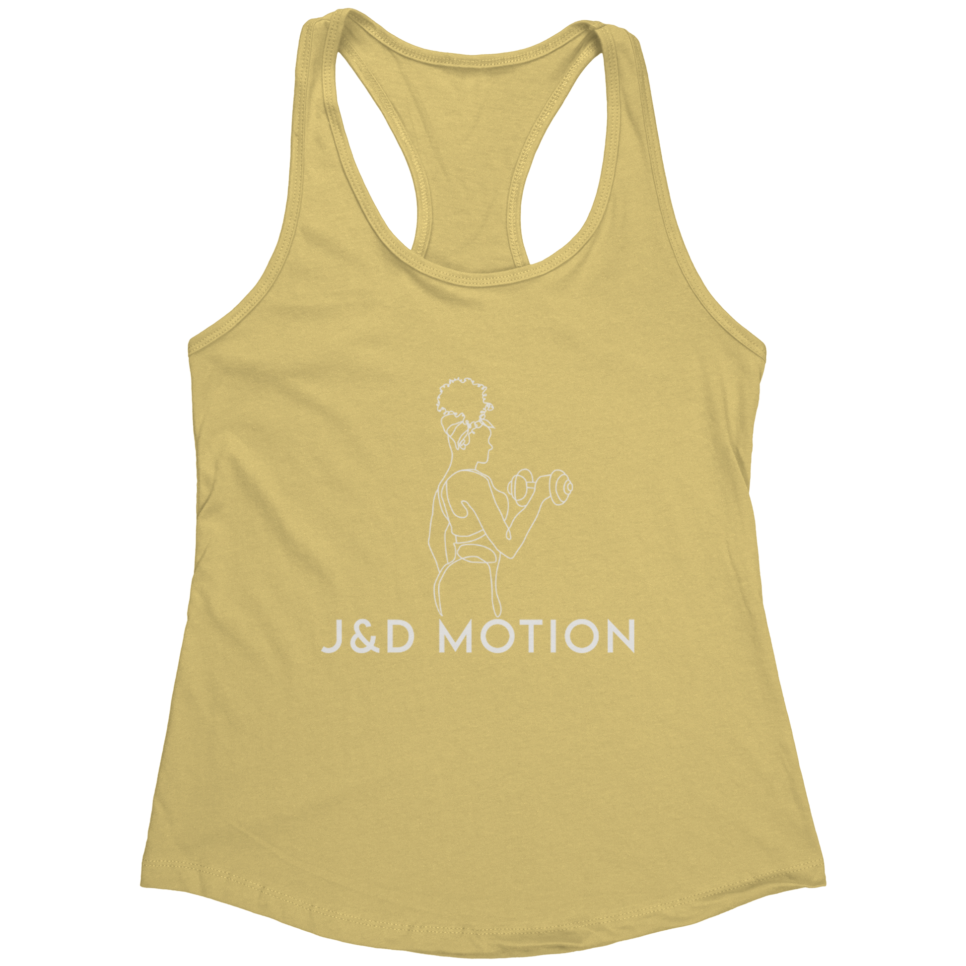J&D Motion Bicep Beauty Women's Racerback Tank (White Graphic) by teelaunch
