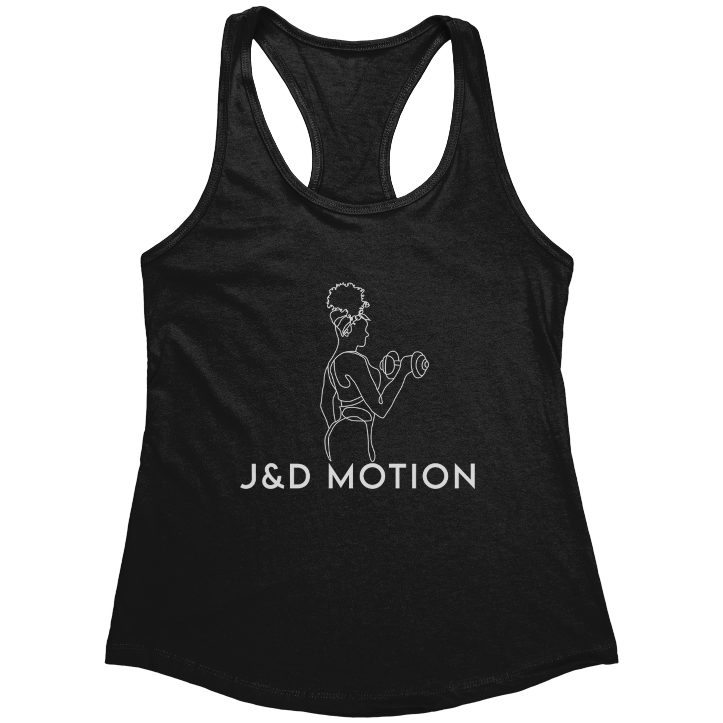 J&D Motion Bicep Beauty Women's Racerback Tank (White Graphic) by teelaunch