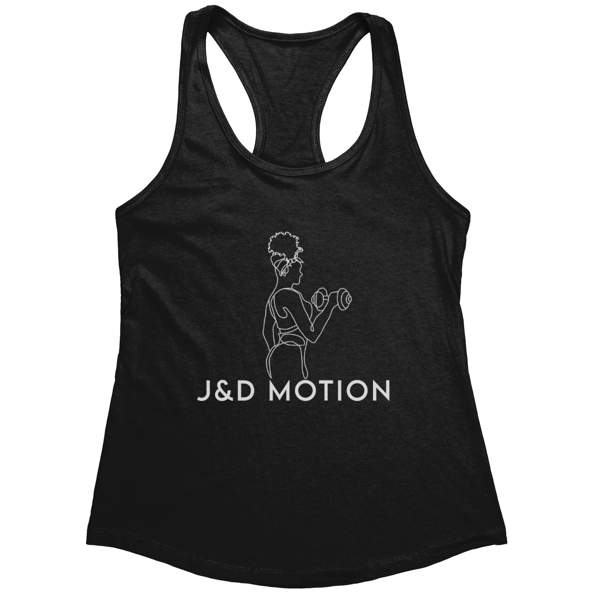 J&D Motion Bicep Beauty Women's Racerback Tank (White Graphic) by teelaunch