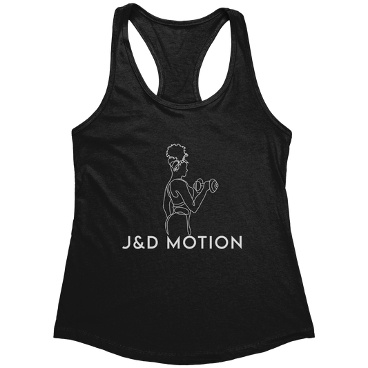 J&D Motion Bicep Beauty Women's Racerback Tank (White Graphic) by teelaunch