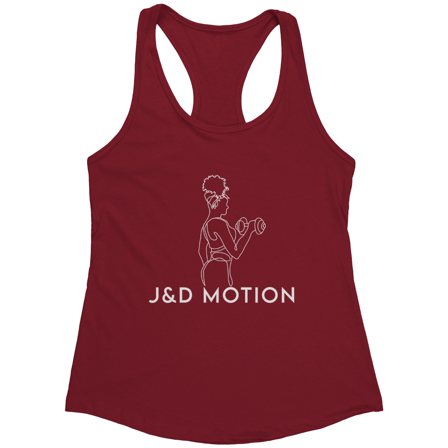 J&D Motion Bicep Beauty Women's Racerback Tank (White Graphic) by teelaunch