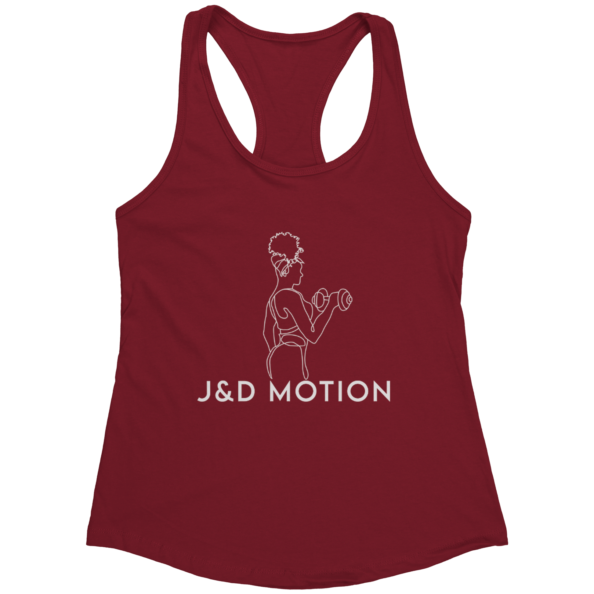 J&D Motion Bicep Beauty Women's Racerback Tank (White Graphic) by teelaunch
