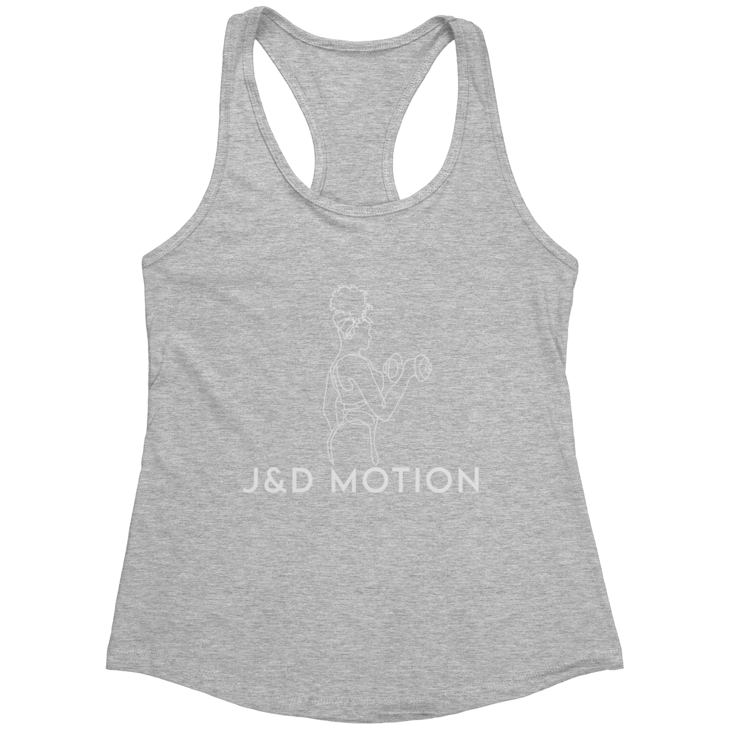 J&D Motion Bicep Beauty Women's Racerback Tank (White Graphic) by teelaunch