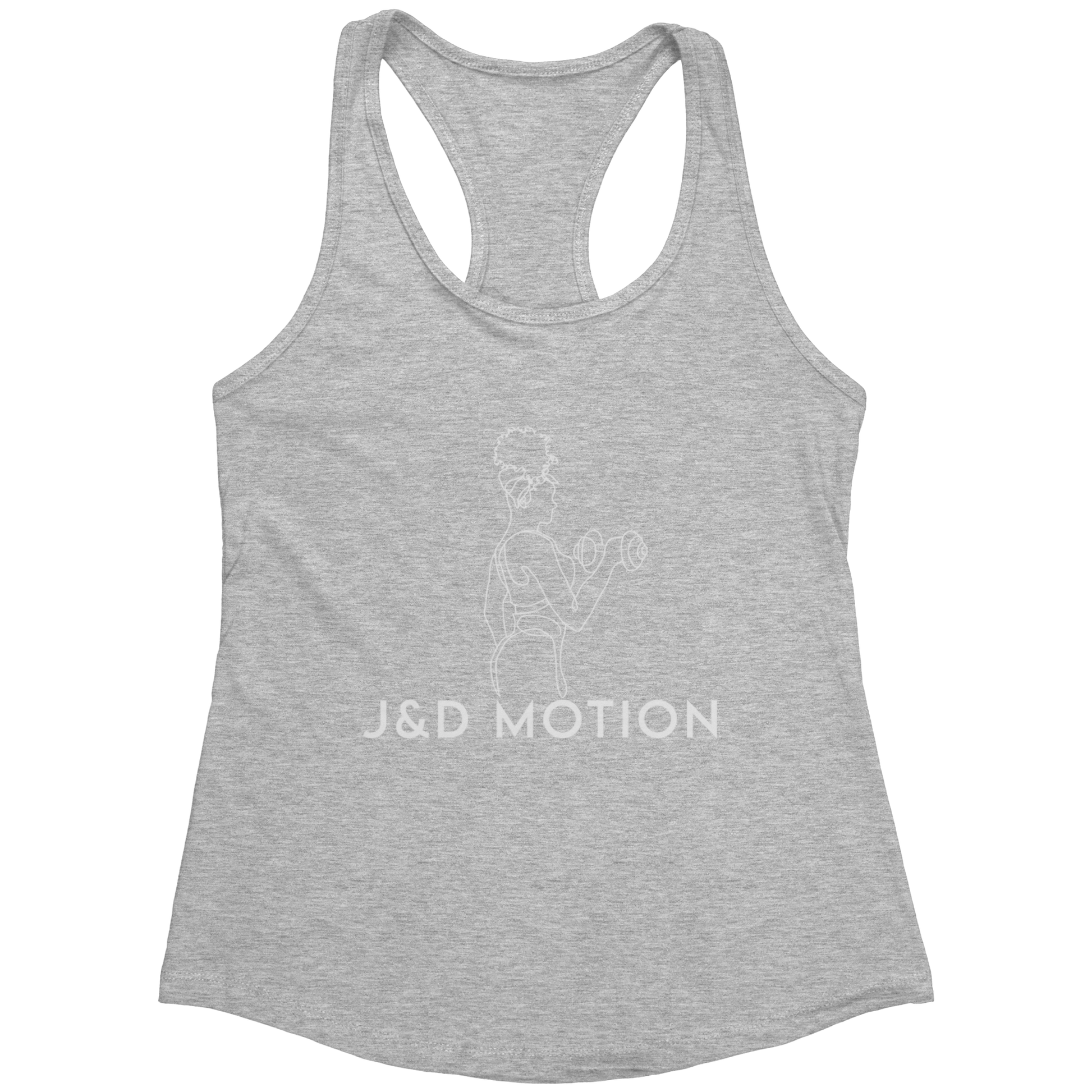 J&D Motion Bicep Beauty Women's Racerback Tank (White Graphic) by teelaunch