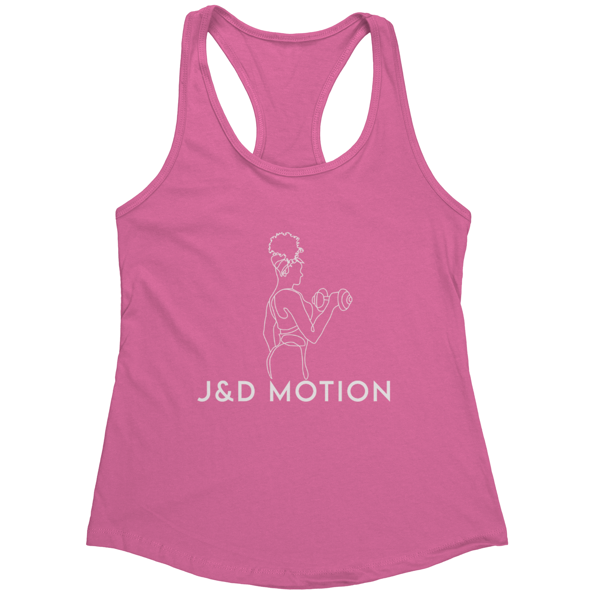 J&D Motion Bicep Beauty Women's Racerback Tank (White Graphic) by teelaunch