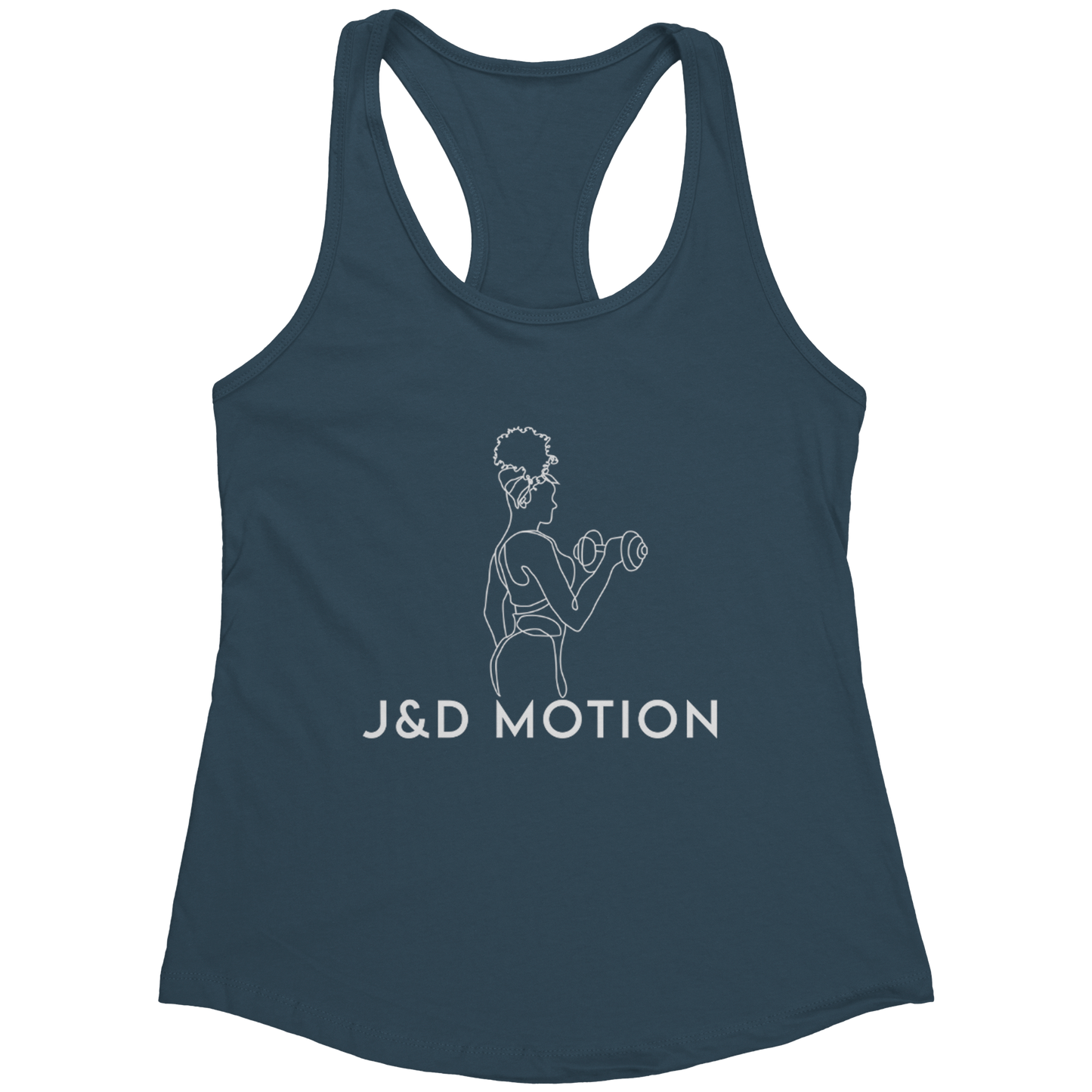 J&D Motion Bicep Beauty Women's Racerback Tank (White Graphic) by teelaunch