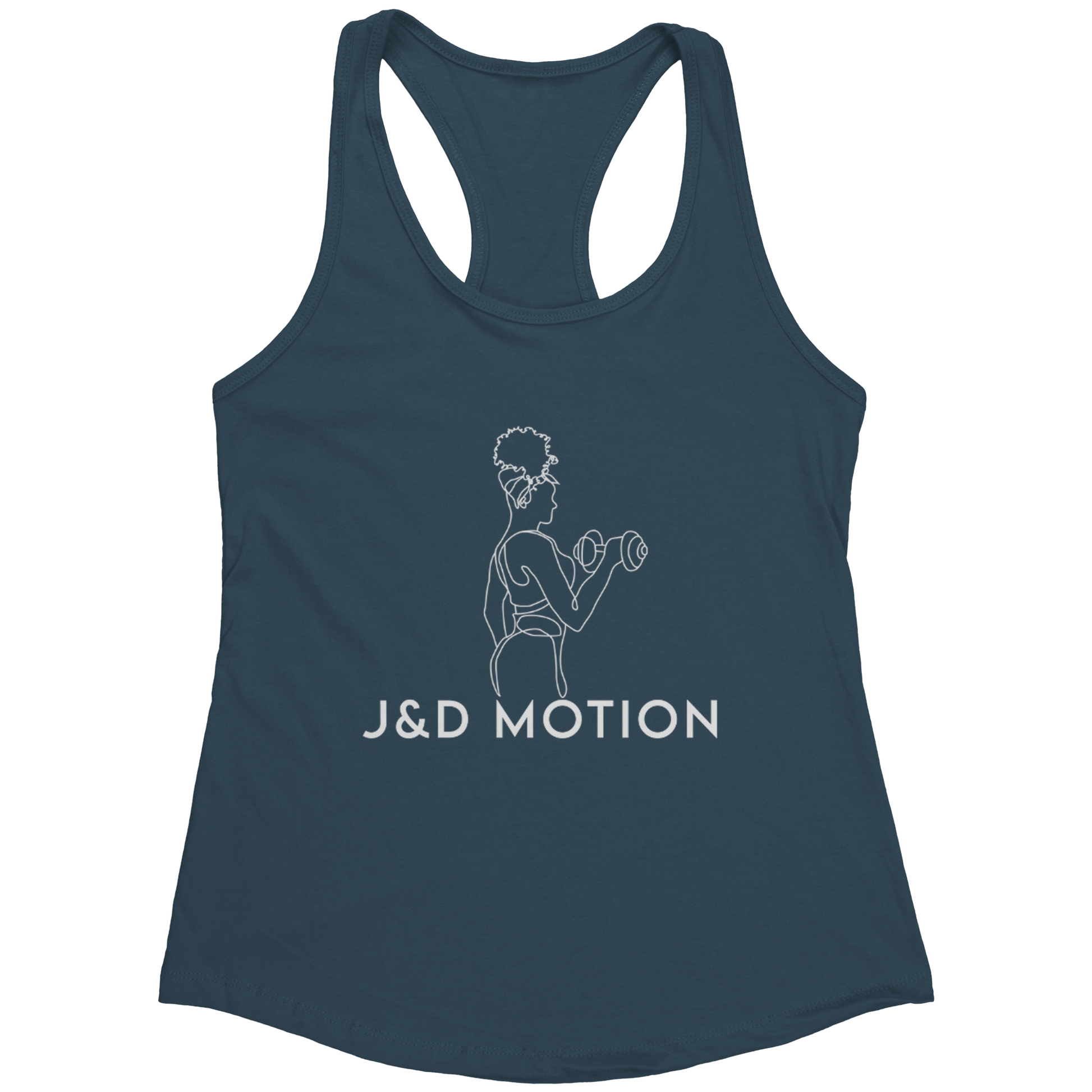J&D Motion Bicep Beauty Women's Racerback Tank (White Graphic) by teelaunch