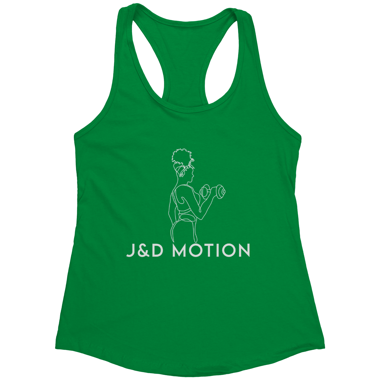 J&D Motion Bicep Beauty Women's Racerback Tank (White Graphic) by teelaunch