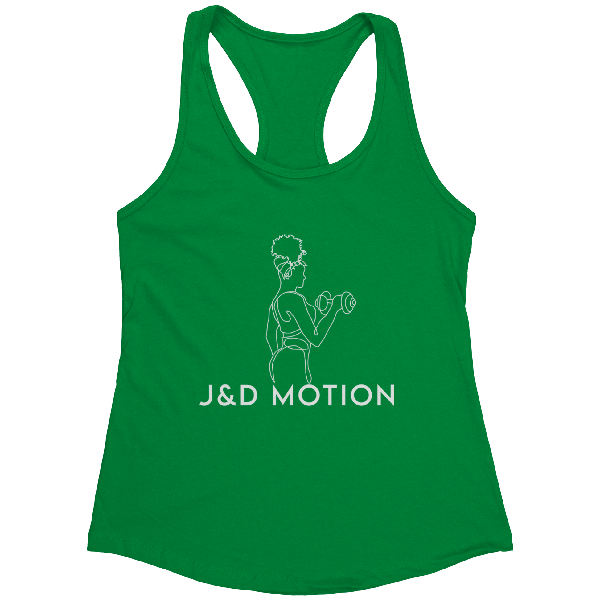 J&D Motion Bicep Beauty Women's Racerback Tank (White Graphic) by teelaunch