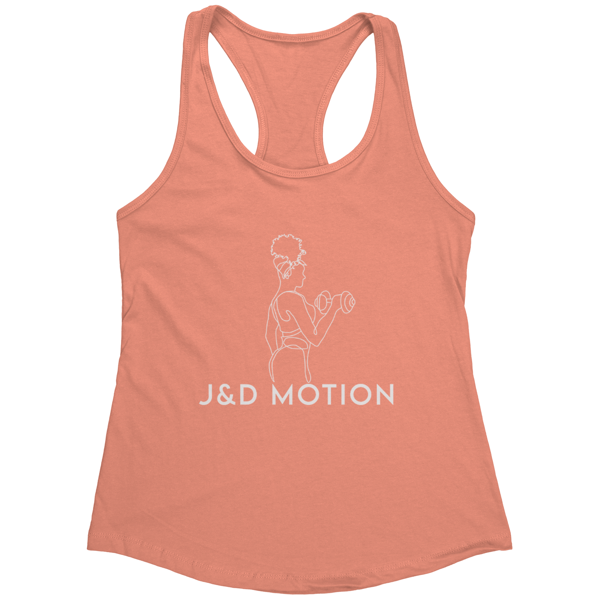 J&D Motion Bicep Beauty Women's Racerback Tank (White Graphic) by teelaunch