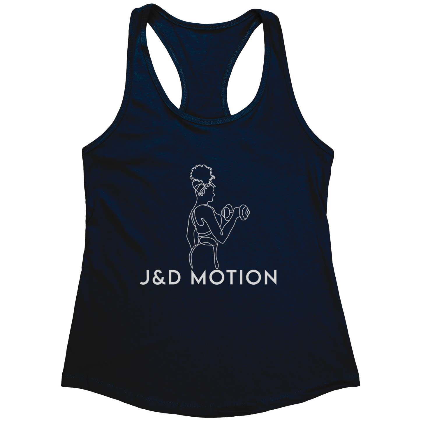 J&D Motion Bicep Beauty Women's Racerback Tank (White Graphic) by teelaunch