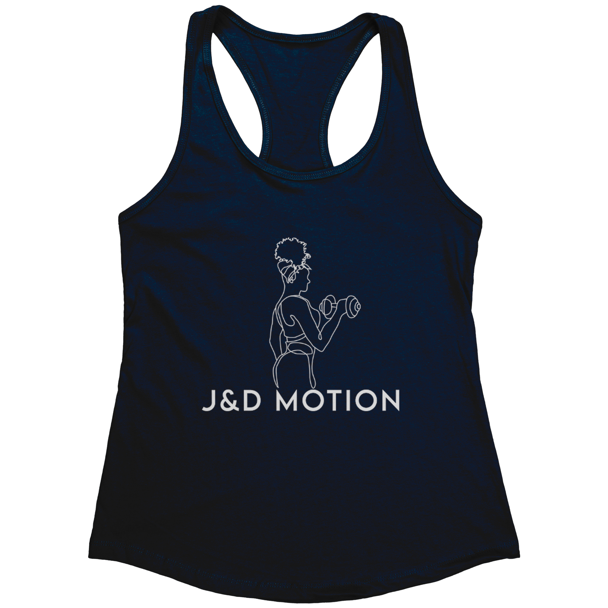 J&D Motion Bicep Beauty Women's Racerback Tank (White Graphic) by teelaunch