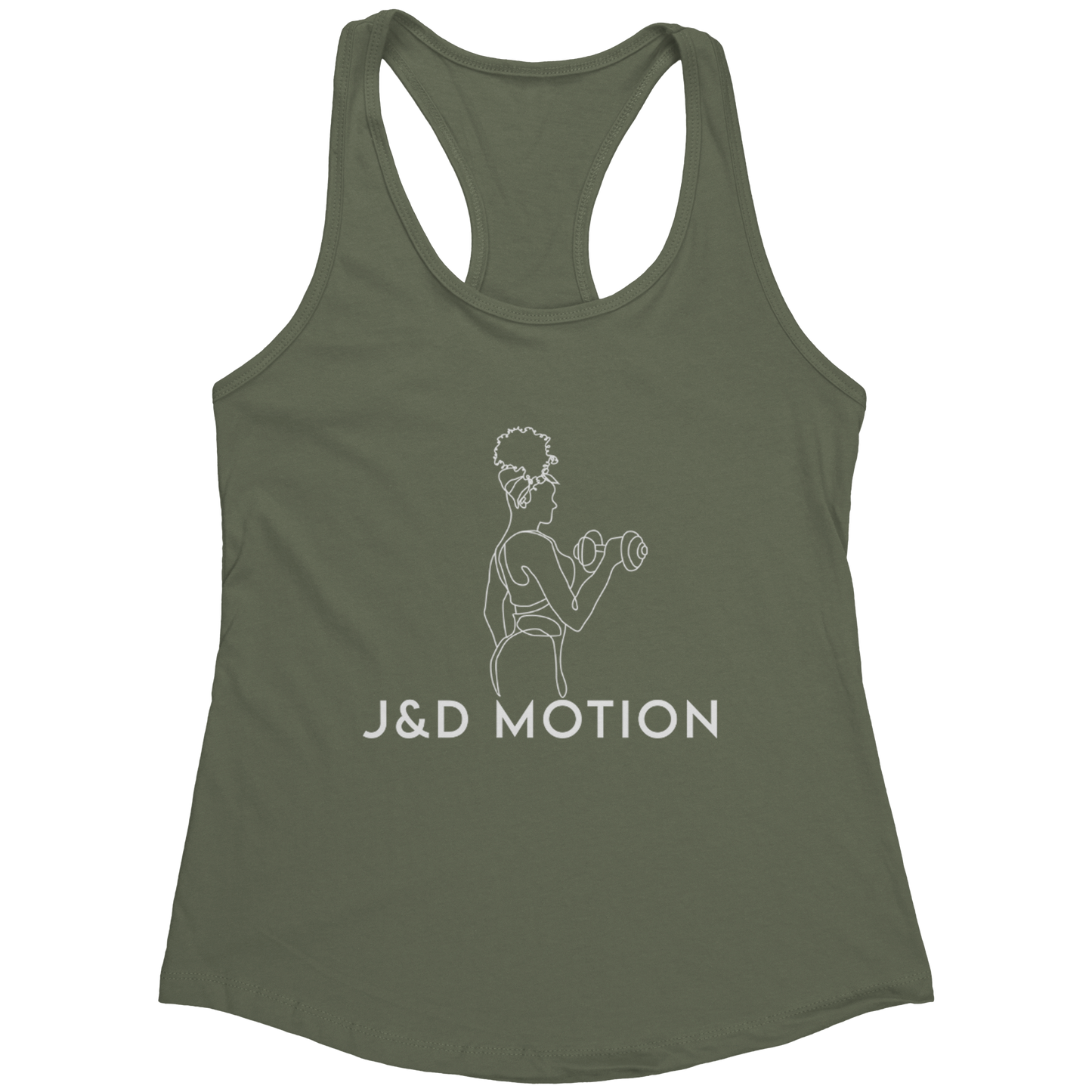 J&D Motion Bicep Beauty Women's Racerback Tank (White Graphic) by teelaunch