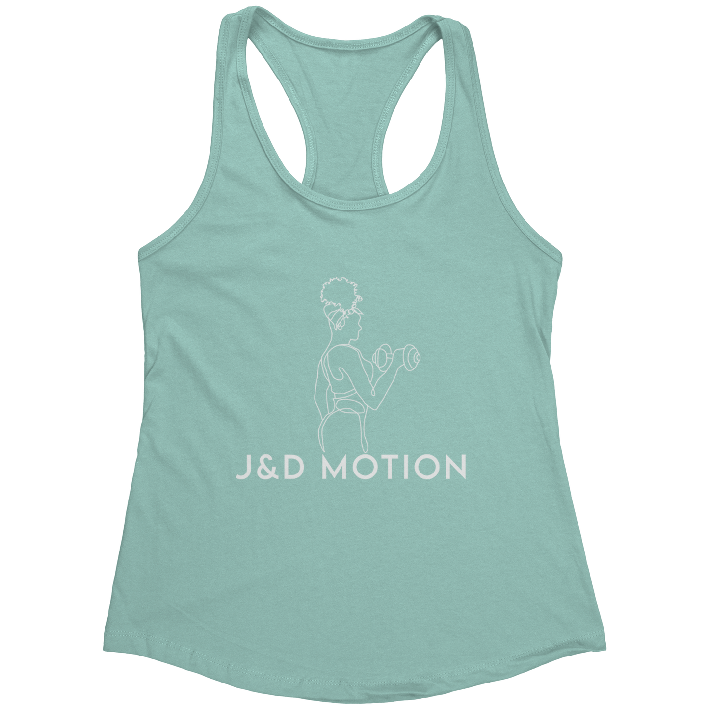 J&D Motion Bicep Beauty Women's Racerback Tank (White Graphic) by teelaunch