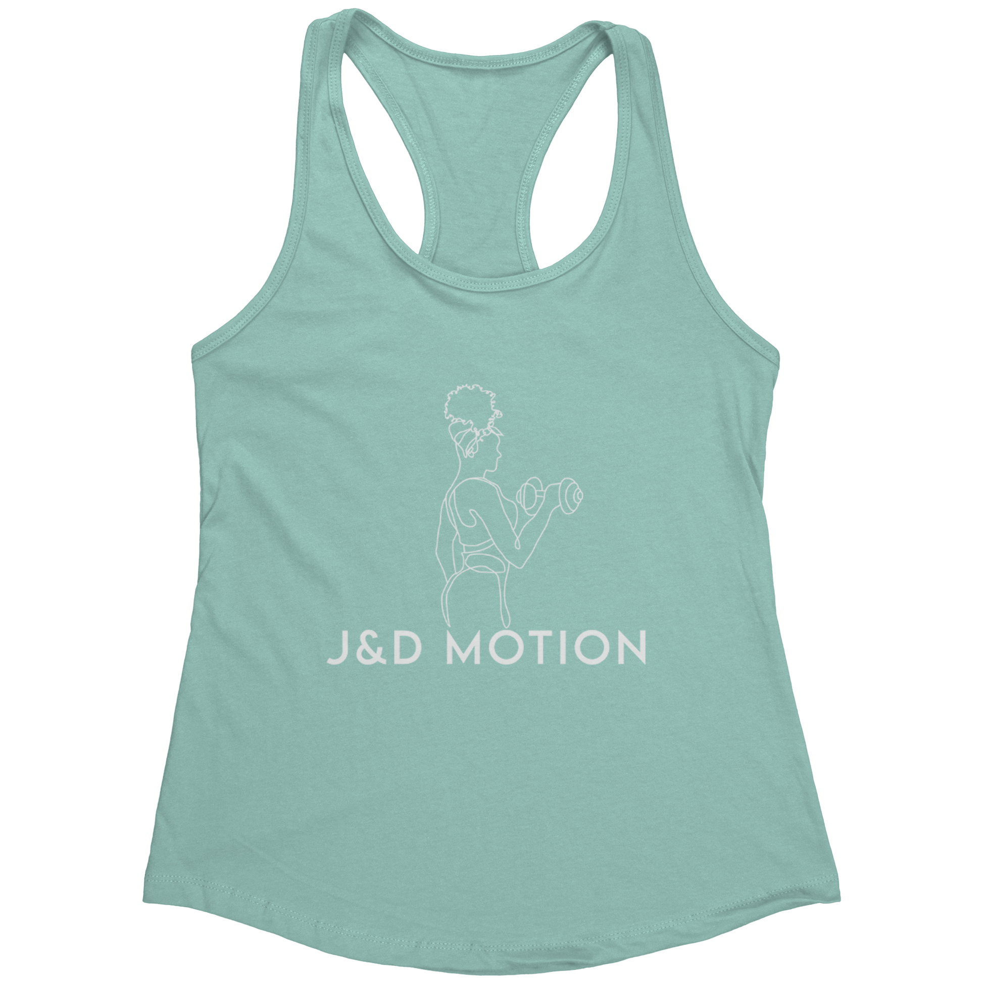 J&D Motion Bicep Beauty Women's Racerback Tank (White Graphic) by teelaunch