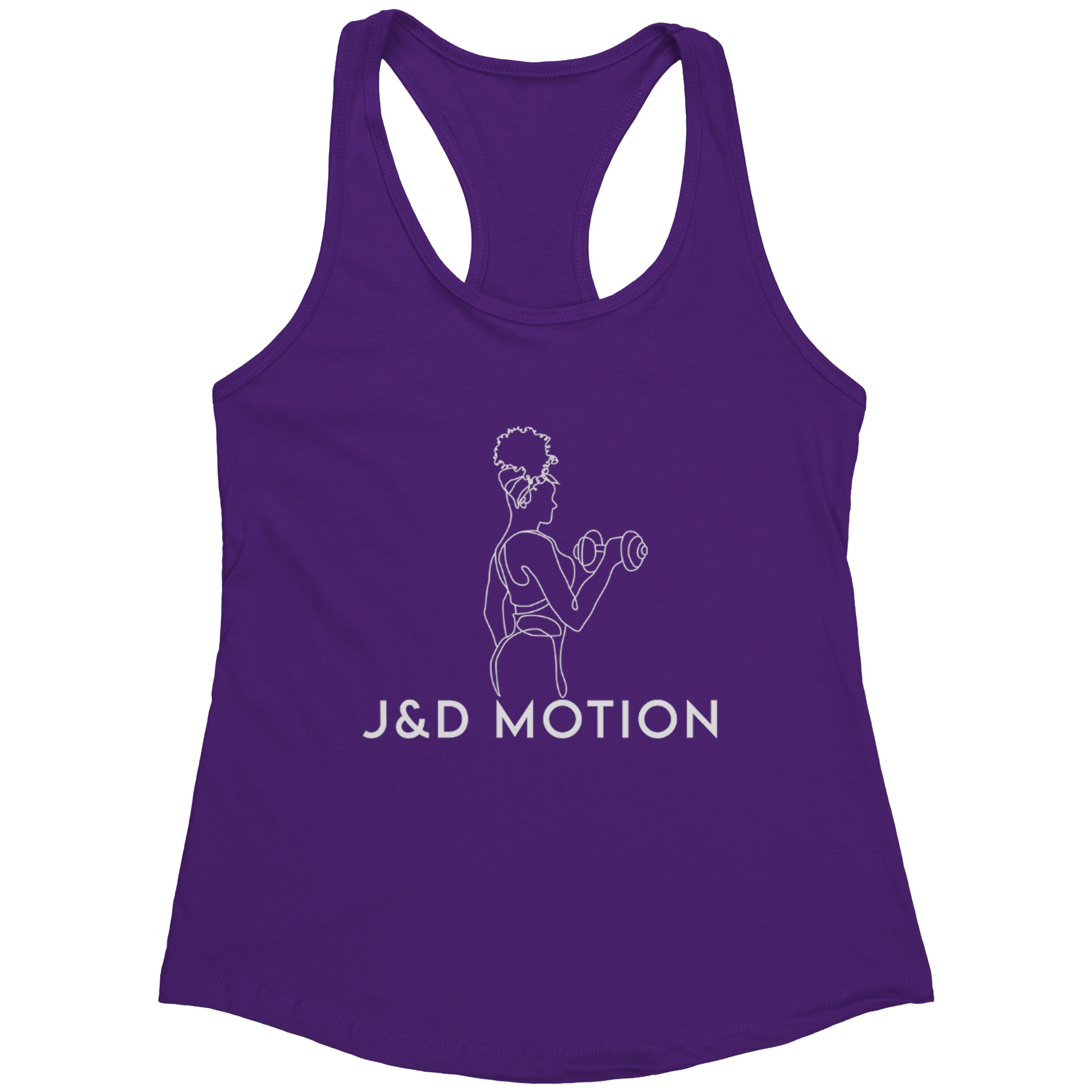 J&D Motion Bicep Beauty Women's Racerback Tank (White Graphic) by teelaunch