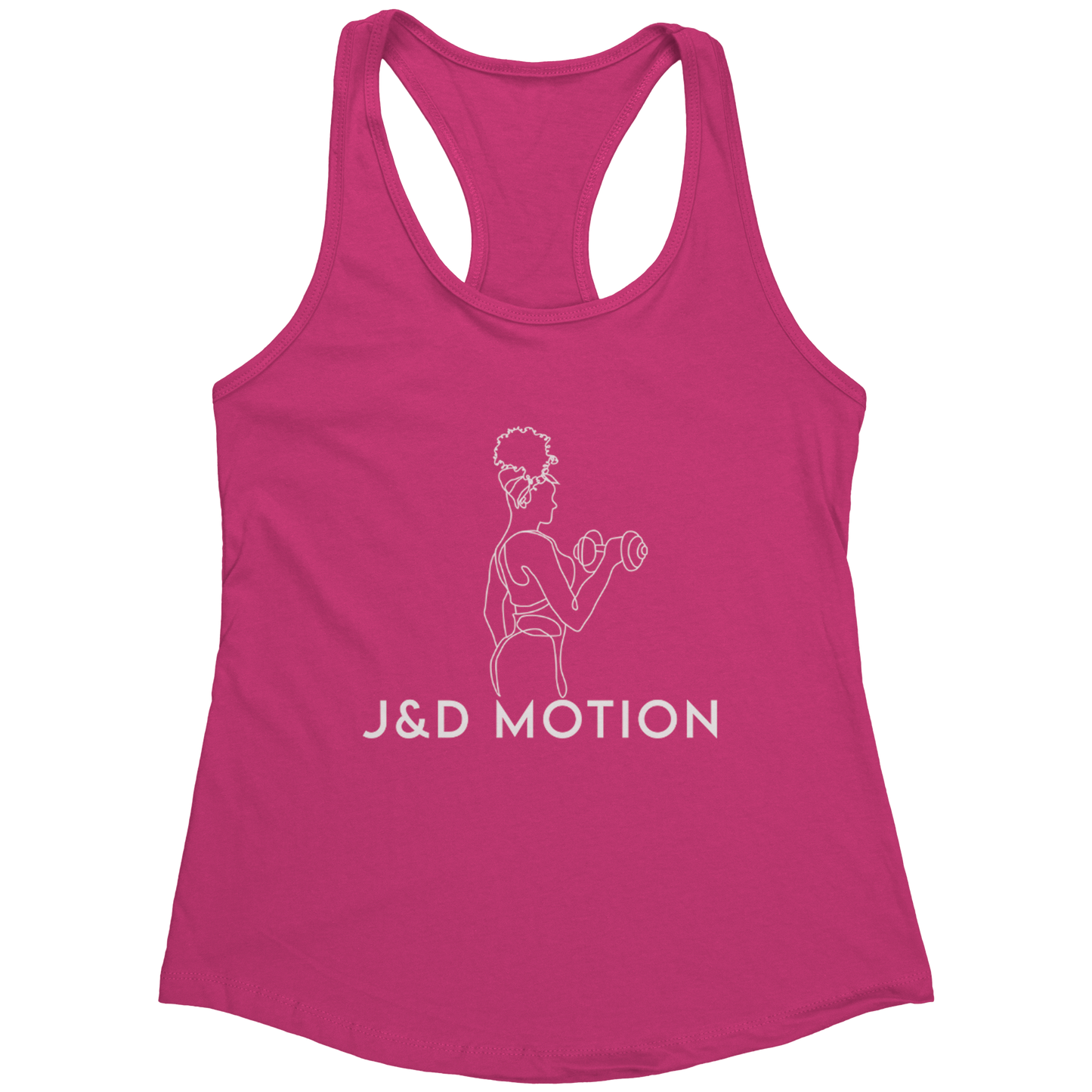 J&D Motion Bicep Beauty Women's Racerback Tank (White Graphic) by teelaunch