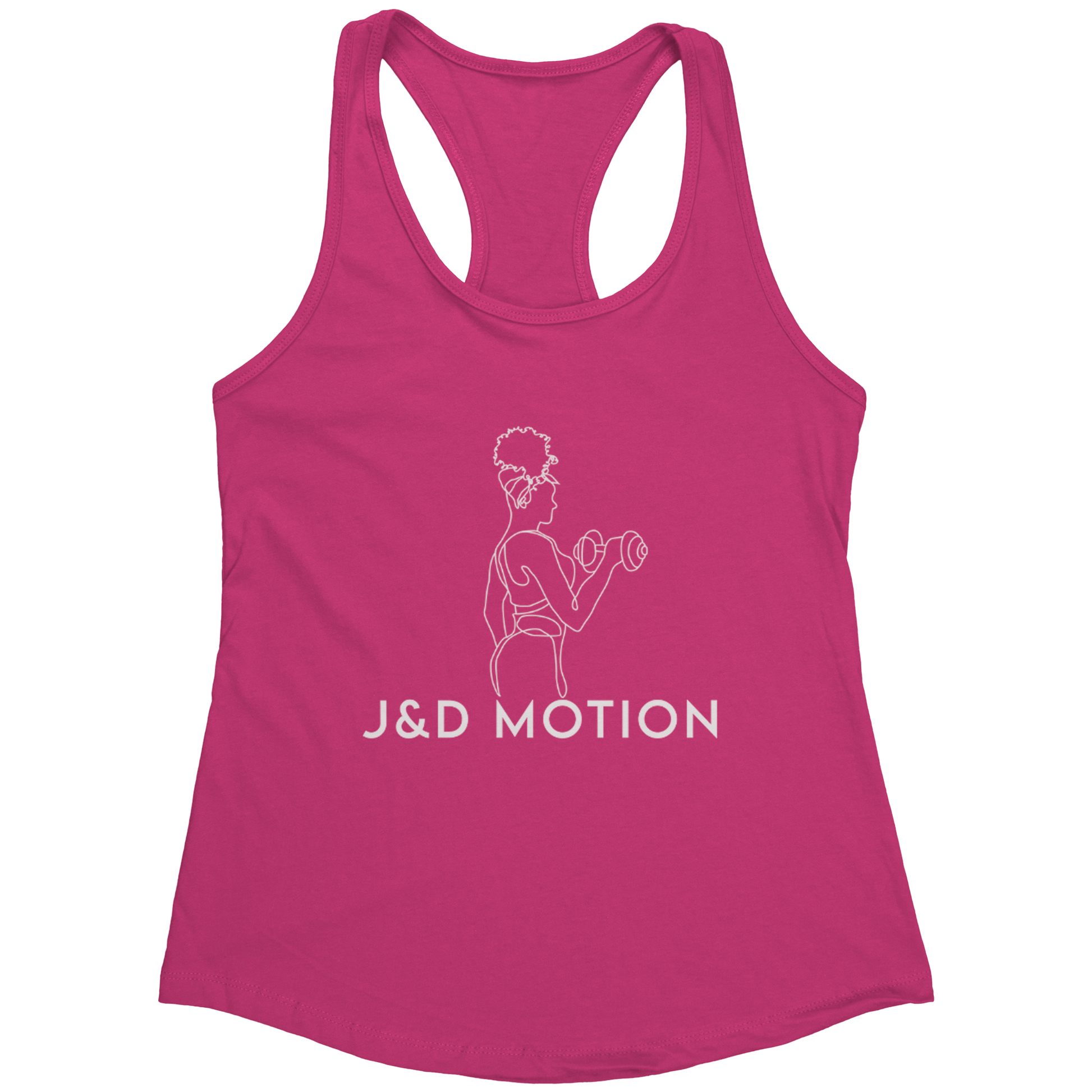 J&D Motion Bicep Beauty Women's Racerback Tank (White Graphic) by teelaunch