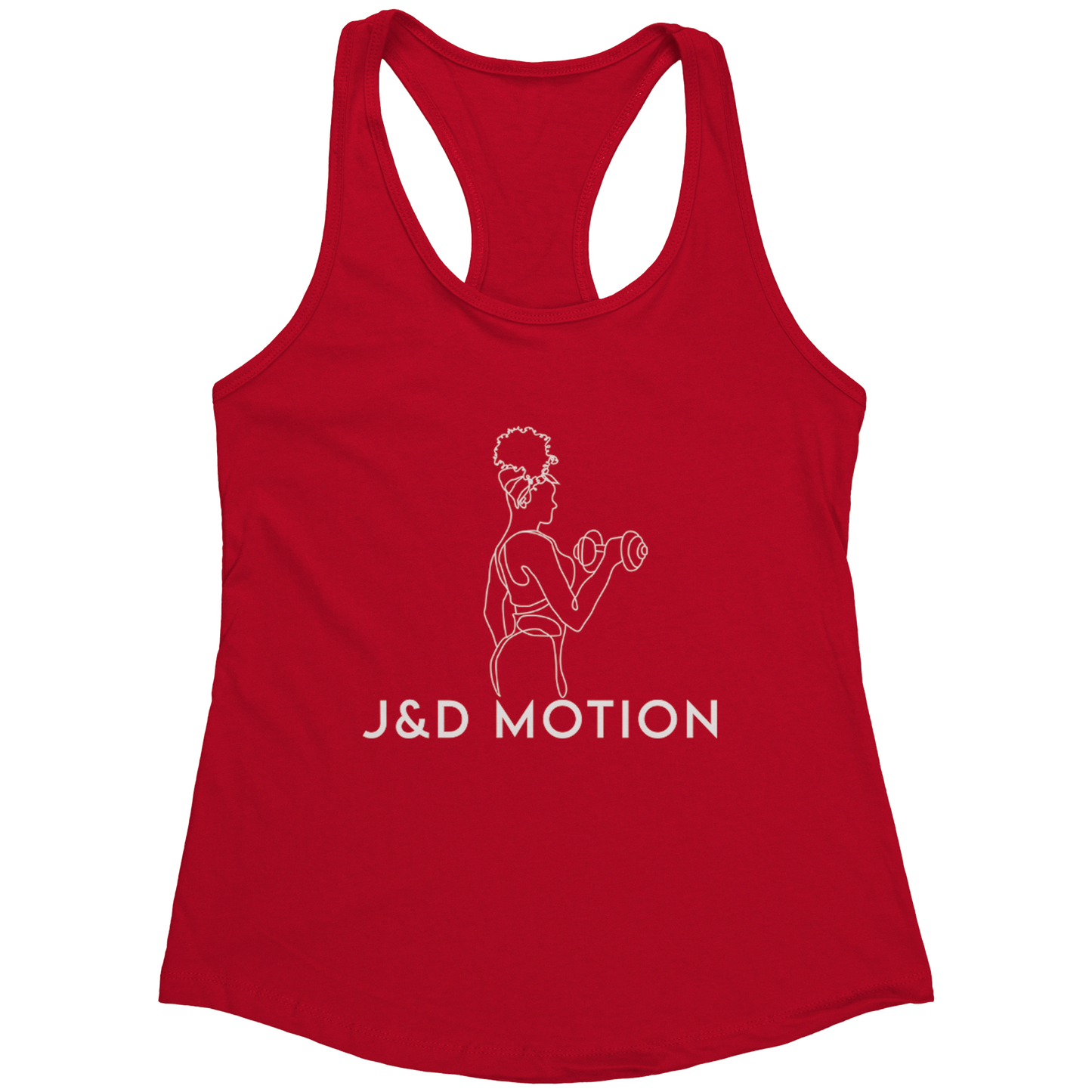 J&D Motion Bicep Beauty Women's Racerback Tank (White Graphic) by teelaunch