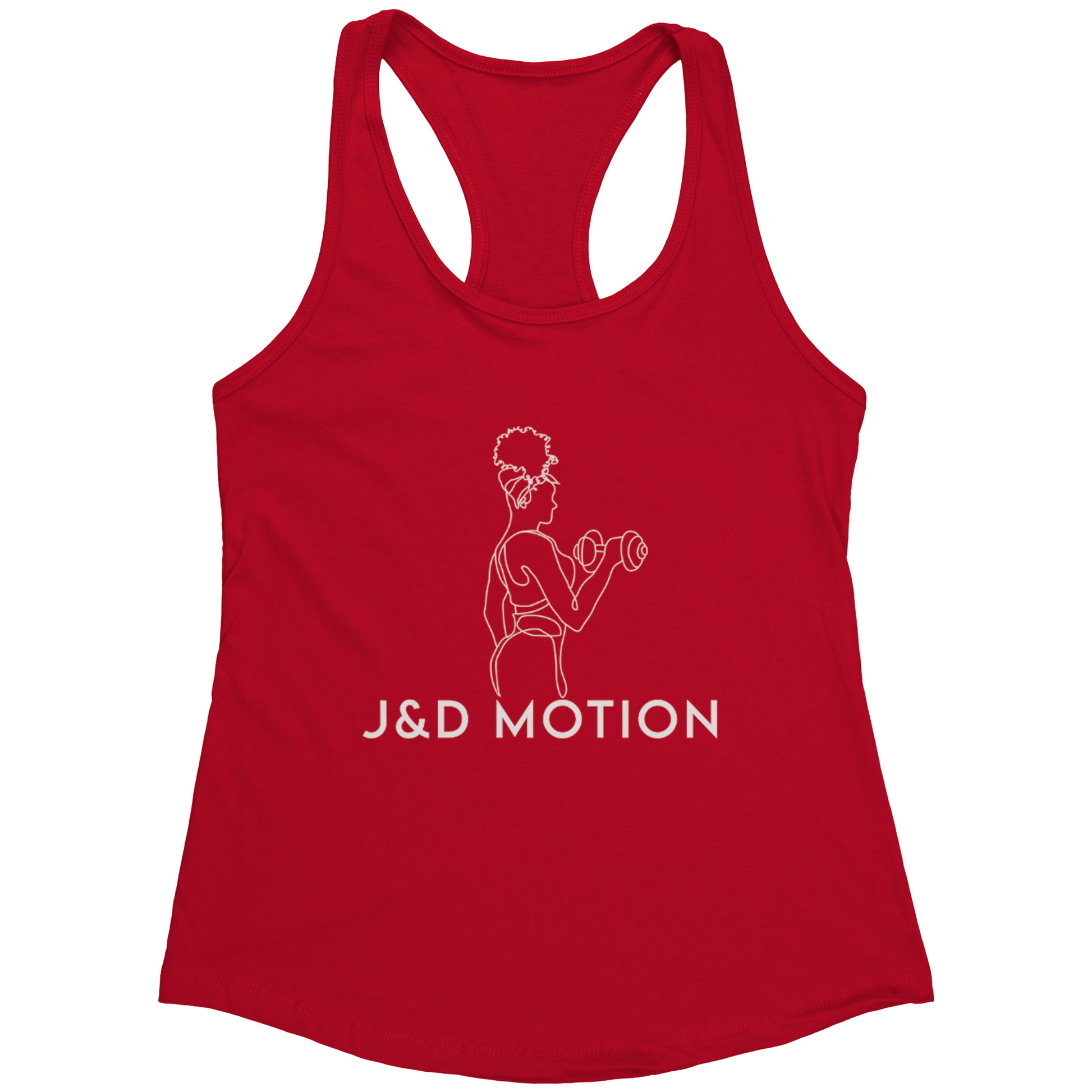 J&D Motion Bicep Beauty Women's Racerback Tank (White Graphic) by teelaunch