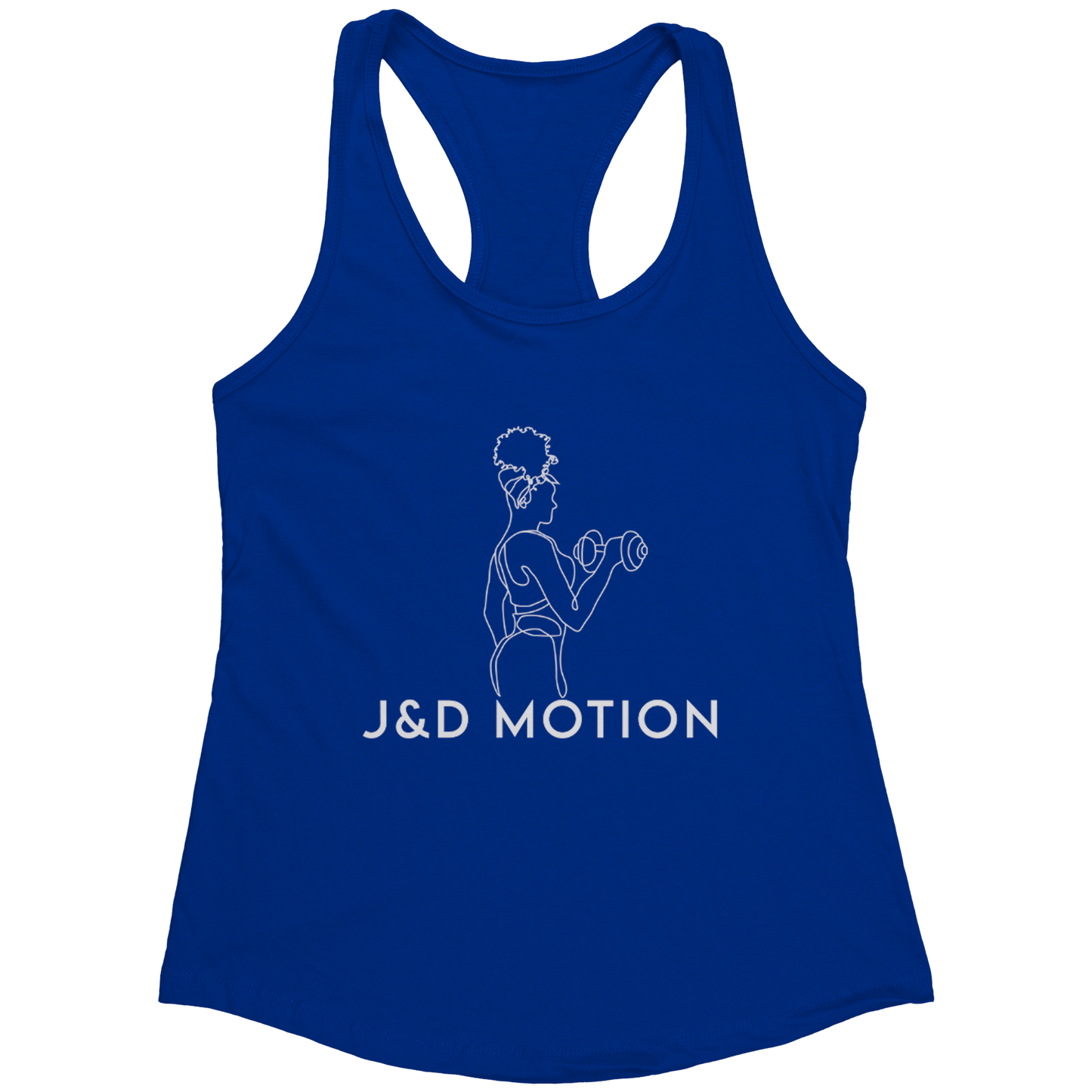 J&D Motion Bicep Beauty Women's Racerback Tank (White Graphic) by teelaunch