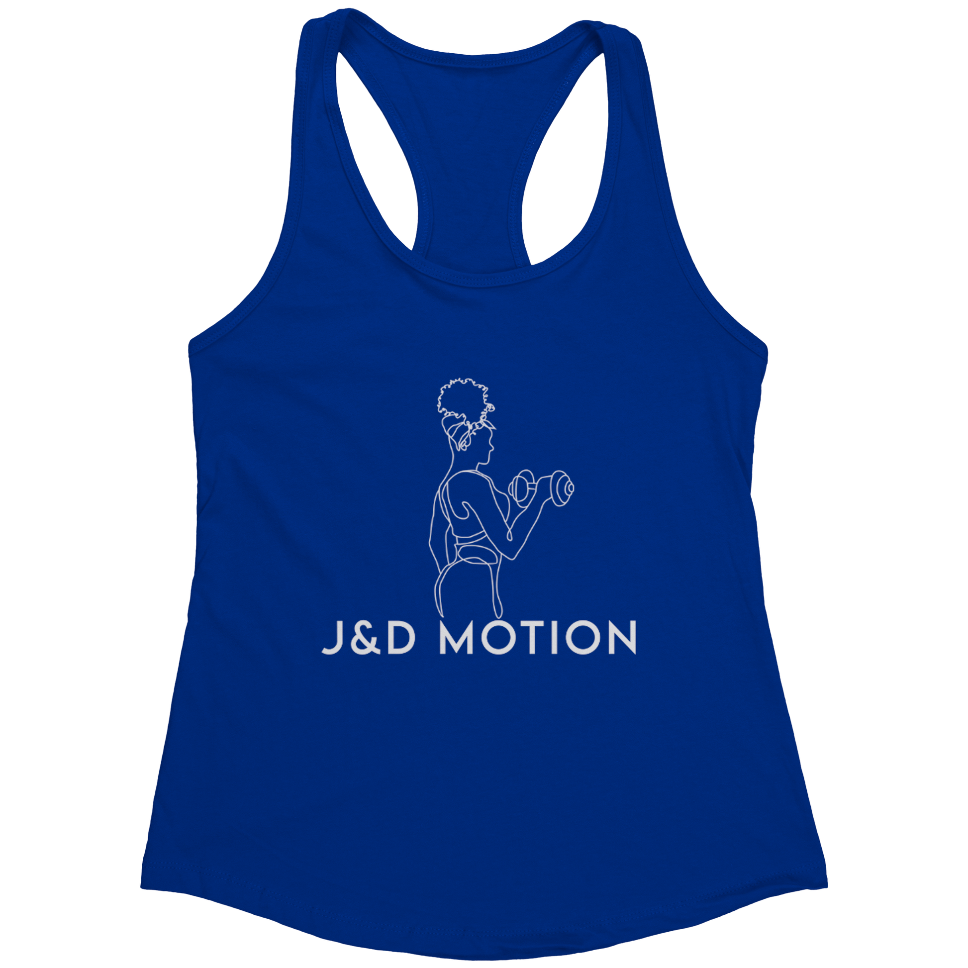 J&D Motion Bicep Beauty Women's Racerback Tank (White Graphic) by teelaunch