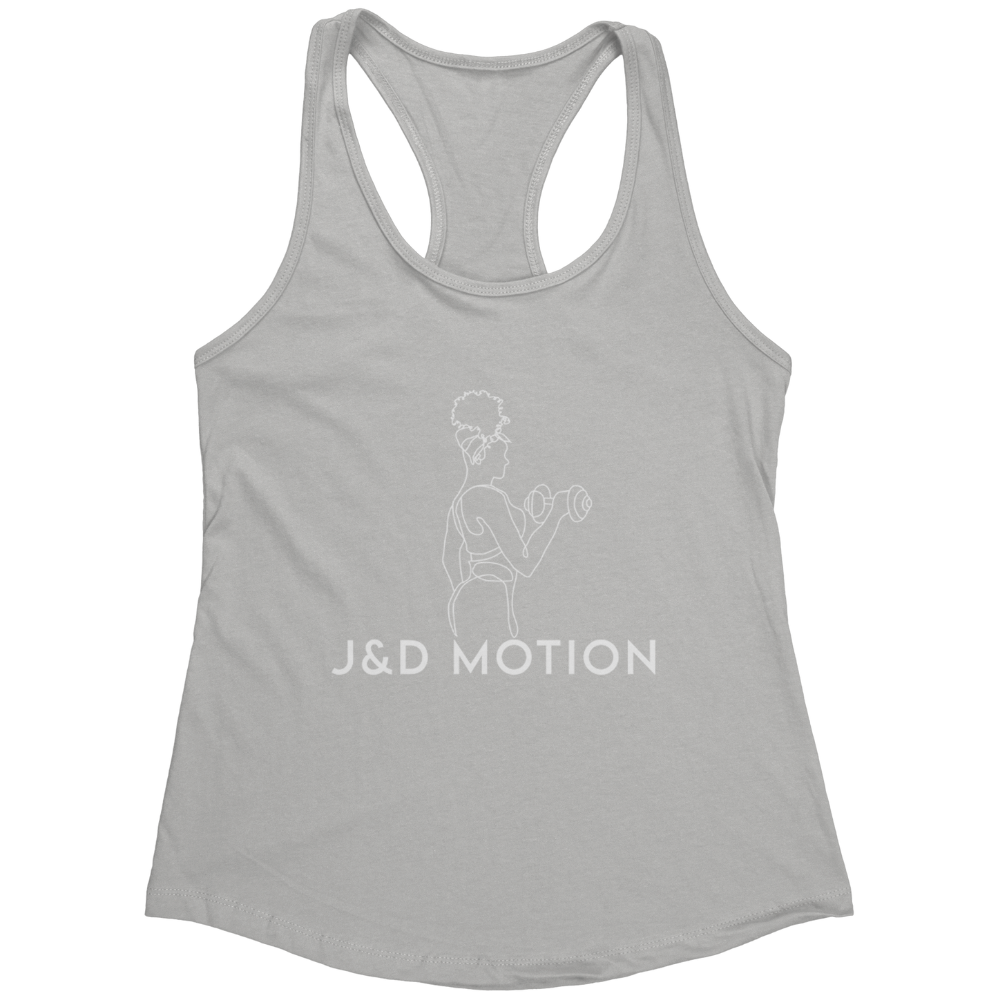 J&D Motion Bicep Beauty Women's Racerback Tank (White Graphic) by teelaunch