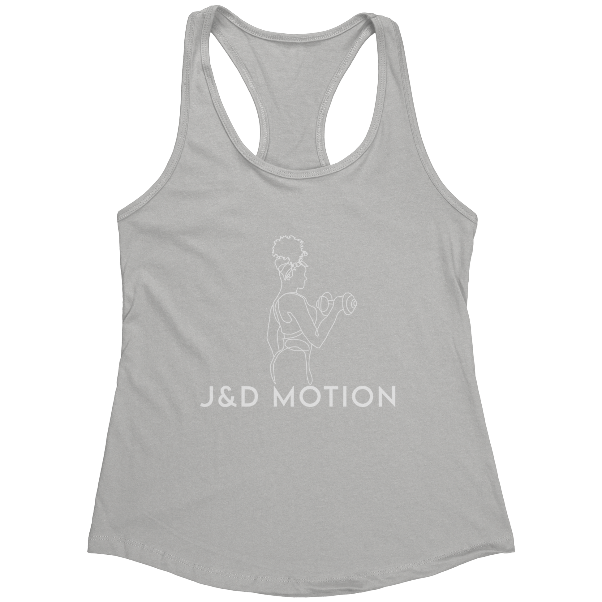 J&D Motion Bicep Beauty Women's Racerback Tank (White Graphic) by teelaunch