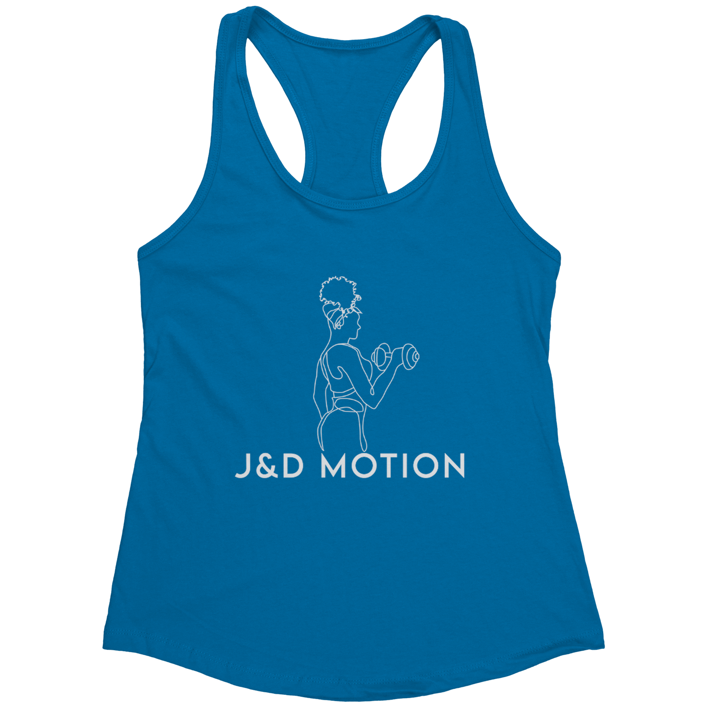 J&D Motion Bicep Beauty Women's Racerback Tank (White Graphic) by teelaunch