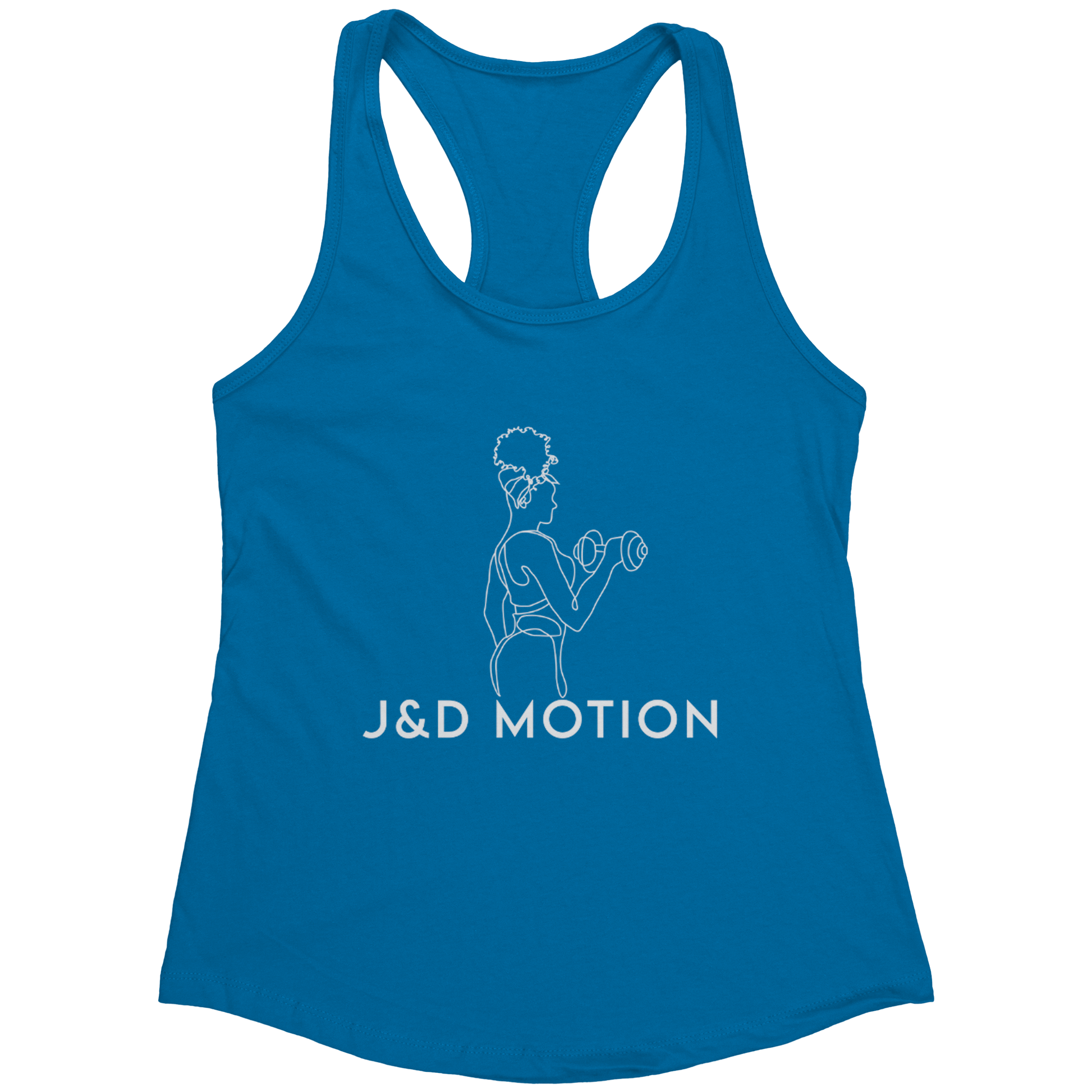 J&D Motion Bicep Beauty Women's Racerback Tank (White Graphic) by teelaunch