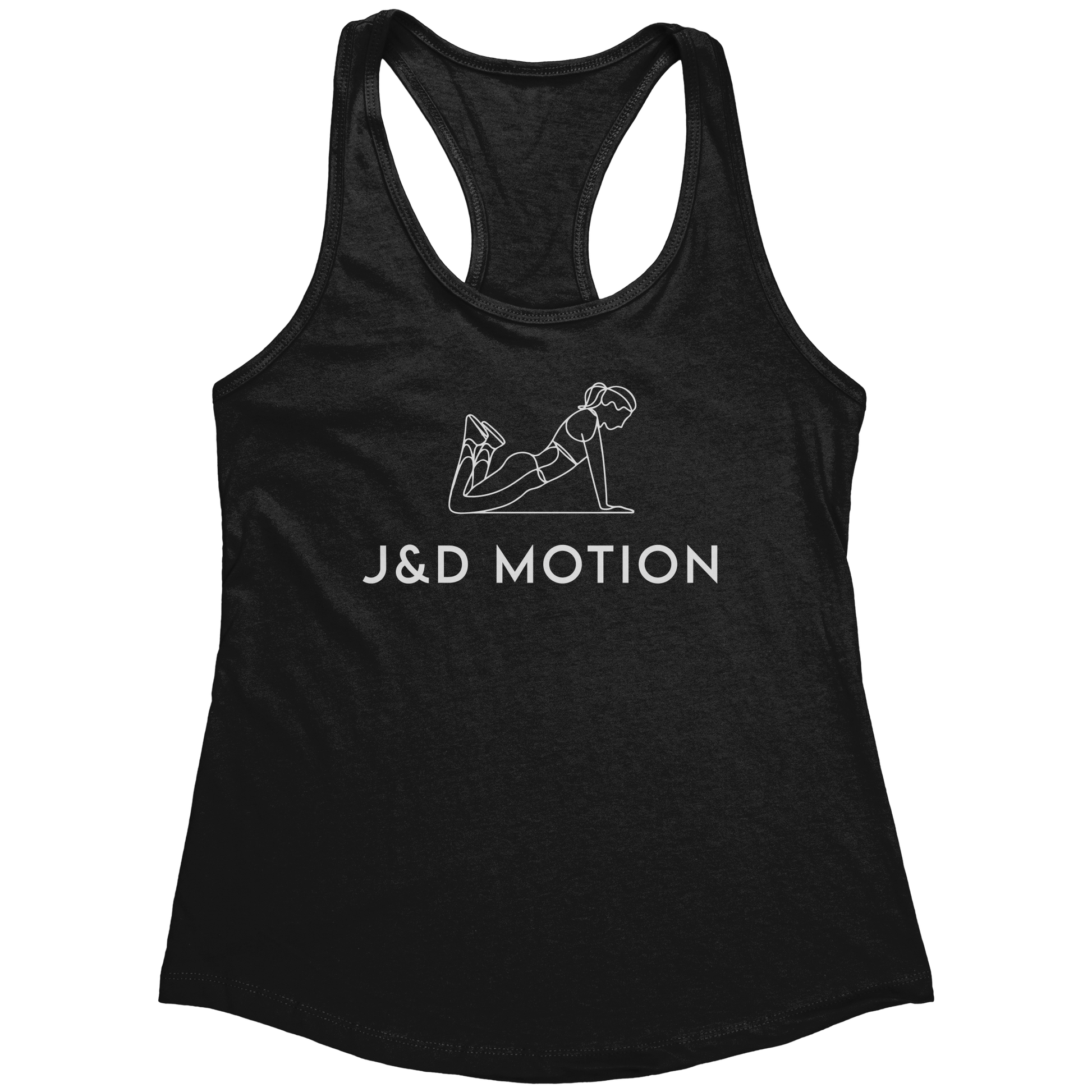 J&D Motion Push-Up Cutie Women's Racerback Tank (White Graphic) by teelaunch