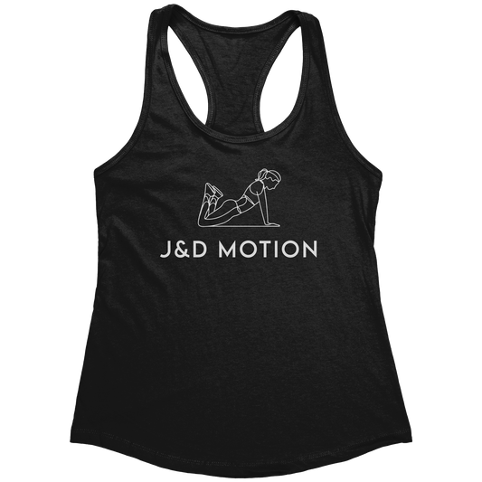J&D Motion Push-Up Cutie Women's Racerback Tank (White Graphic) by teelaunch