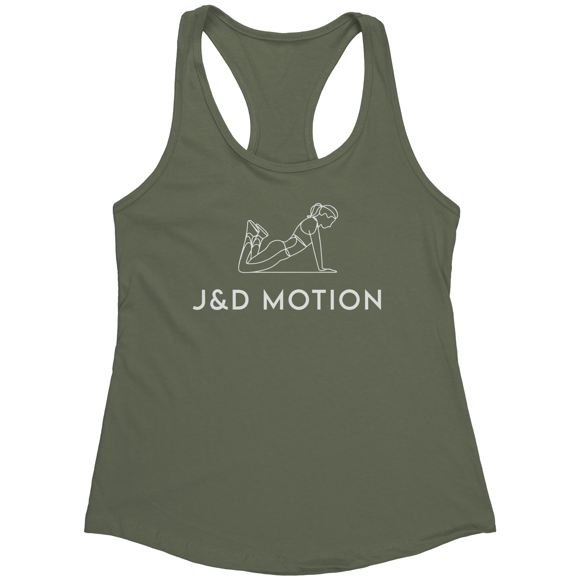 J&D Motion Push-Up Cutie Women's Racerback Tank (White Graphic) by teelaunch
