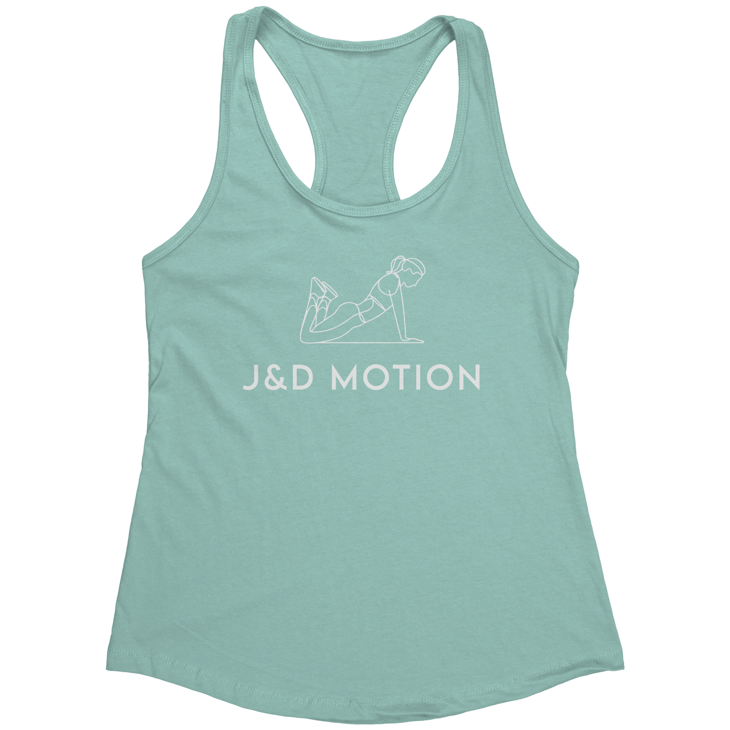 J&D Motion Push-Up Cutie Women's Racerback Tank (White Graphic) by teelaunch