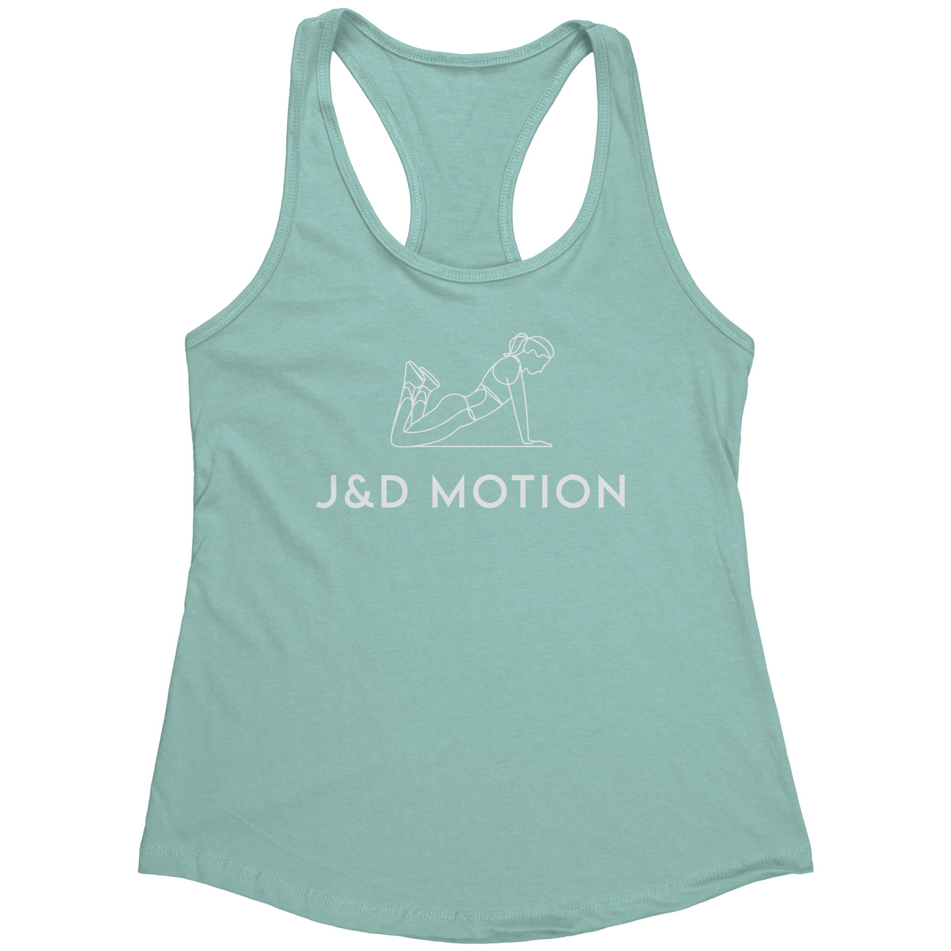 J&D Motion Push-Up Cutie Women's Racerback Tank (White Graphic) by teelaunch