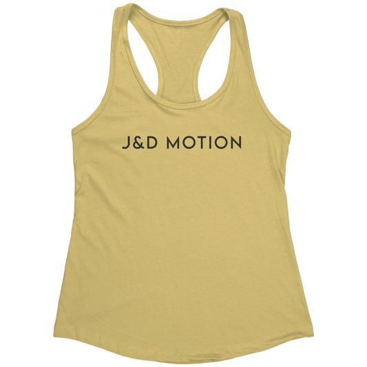 J&D Motion Women's Racerback Tank (Black Text) by teelaunch