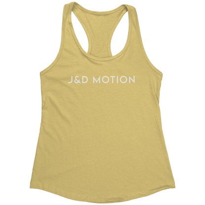 J&D Motion Women's Racerback Tank (White Text) by teelaunch