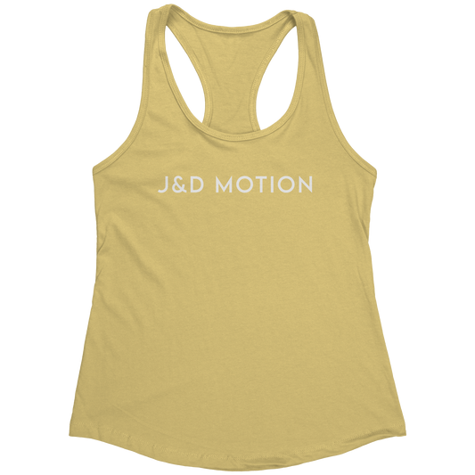 J&D Motion Women's Racerback Tank (White Text) by teelaunch