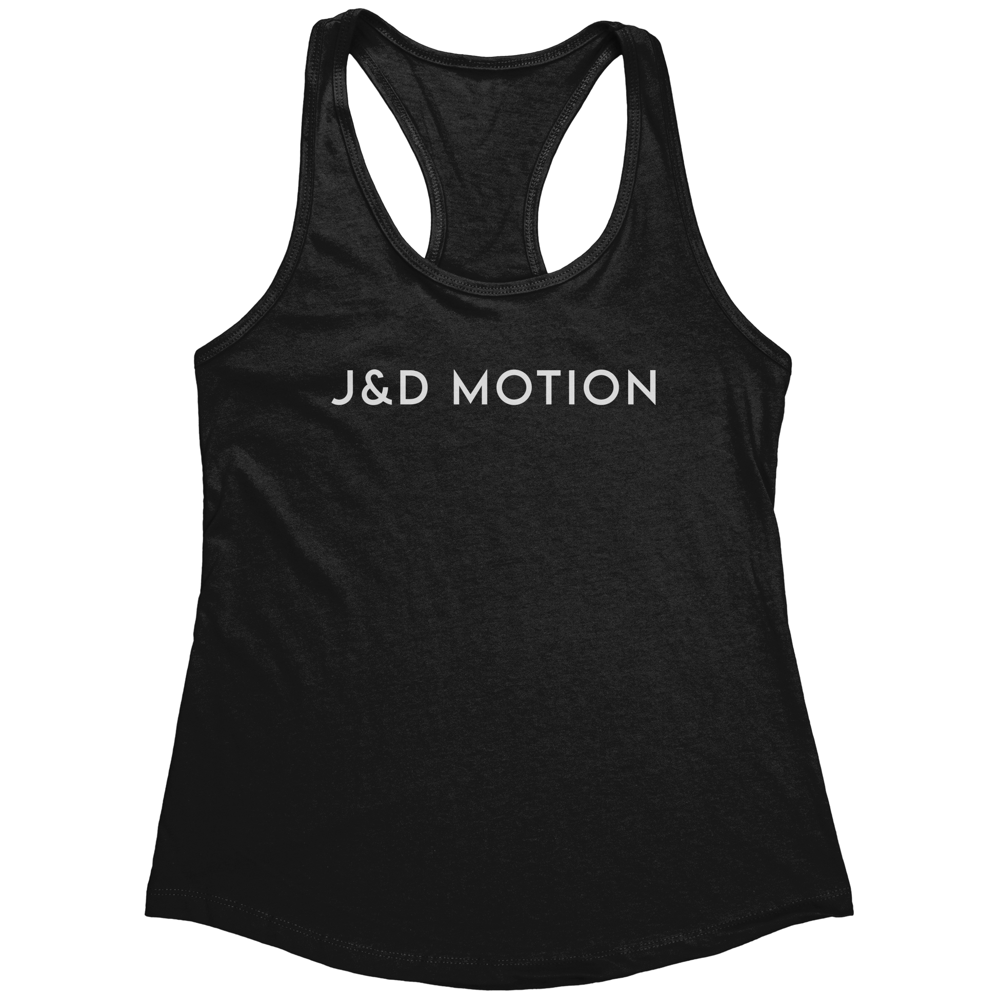 J&D Motion Women's Racerback Tank (White Text) by teelaunch