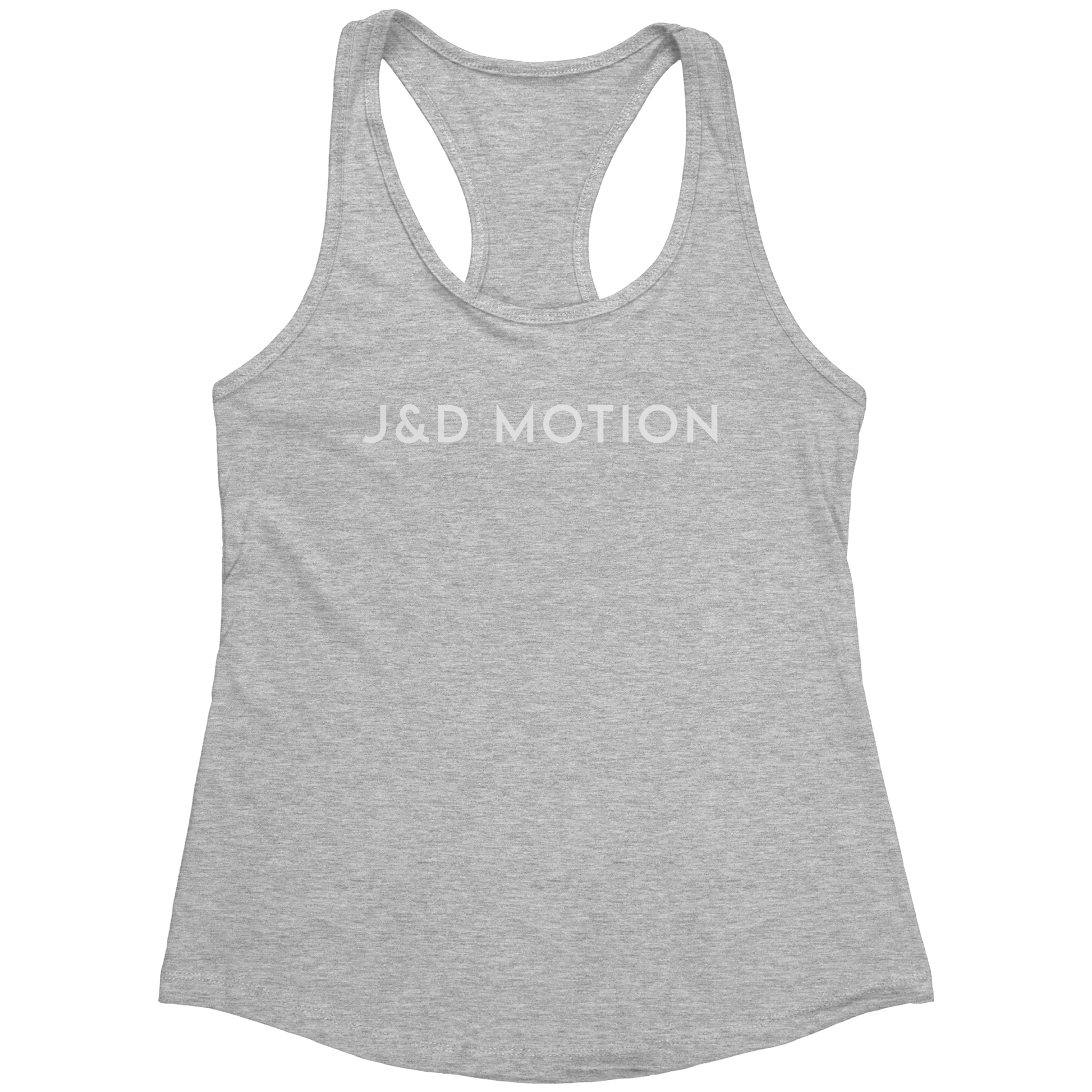 J&D Motion Women's Racerback Tank (White Text) by teelaunch