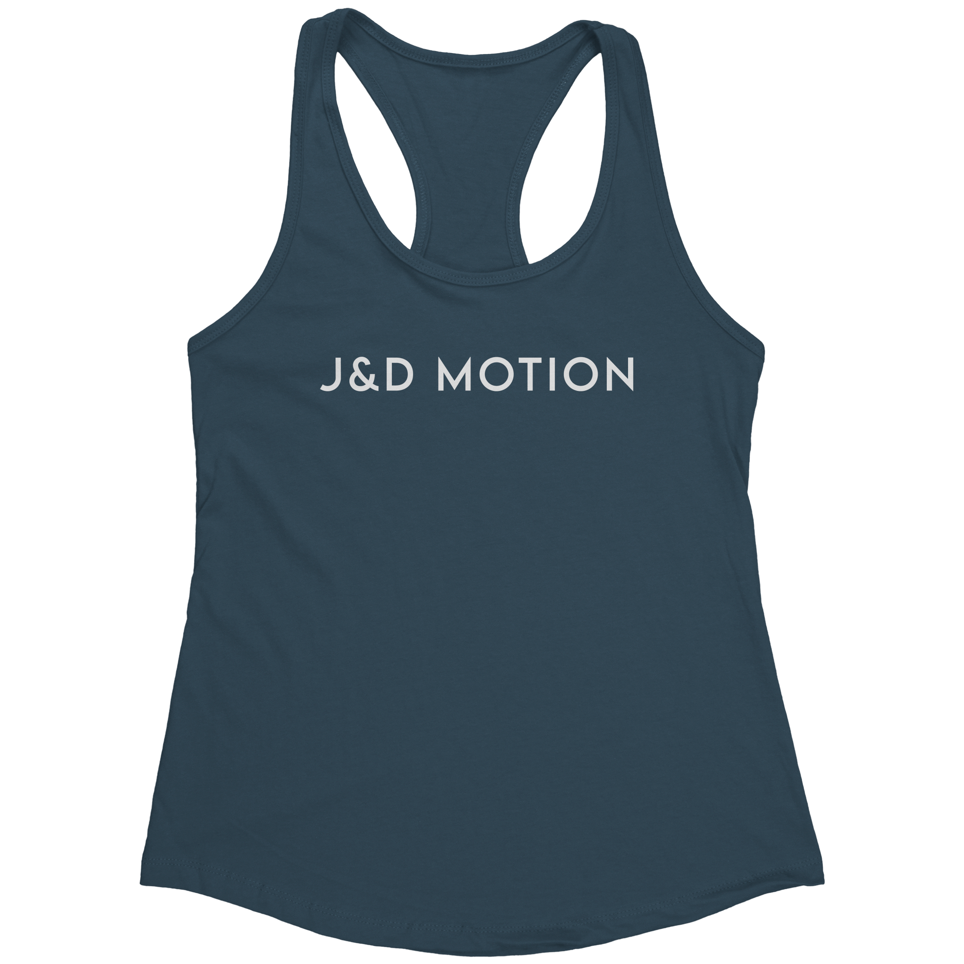 J&D Motion Women's Racerback Tank (White Text) by teelaunch