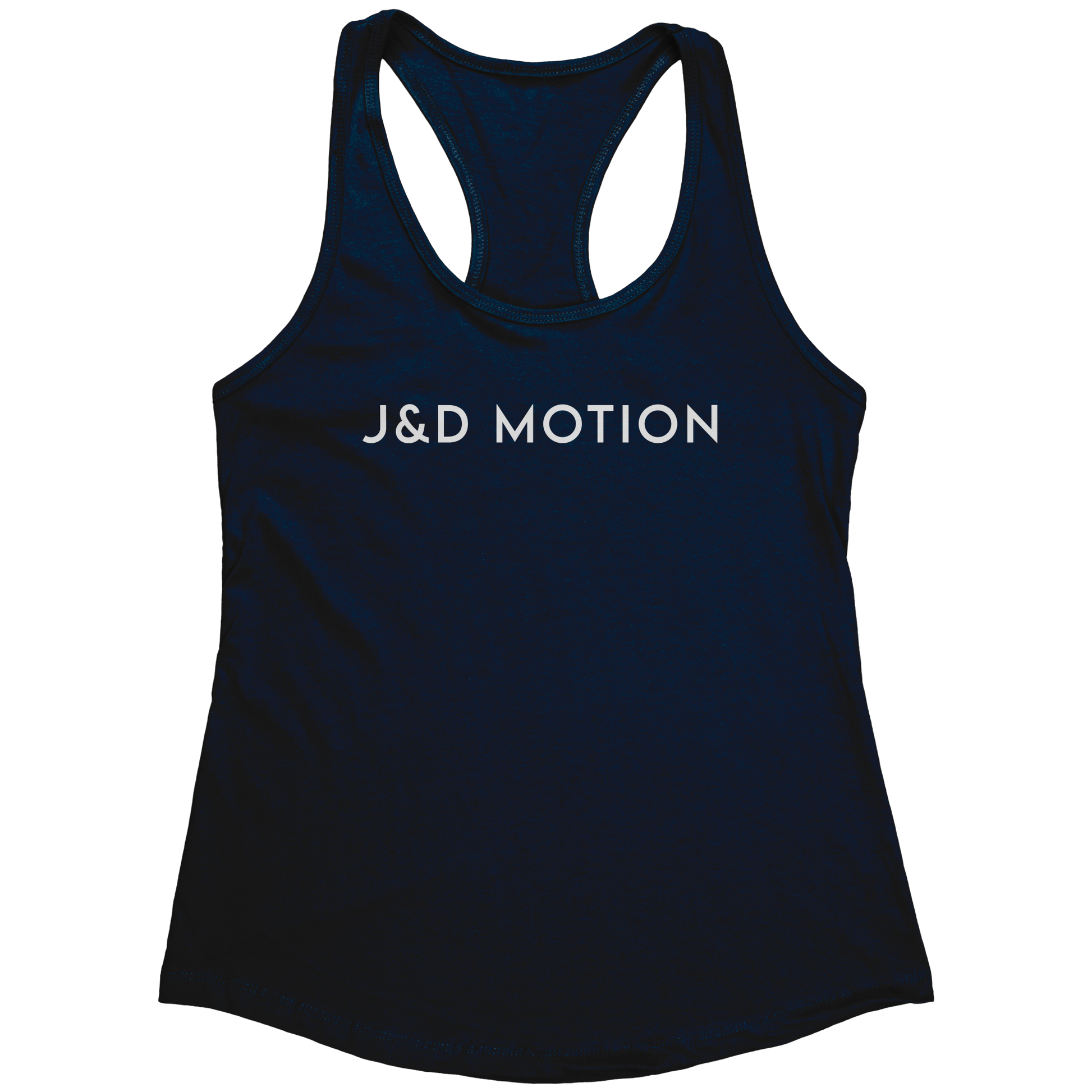 J&D Motion Women's Racerback Tank (White Text) by teelaunch