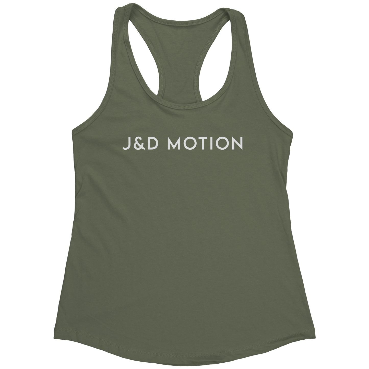 J&D Motion Women's Racerback Tank (White Text) by teelaunch