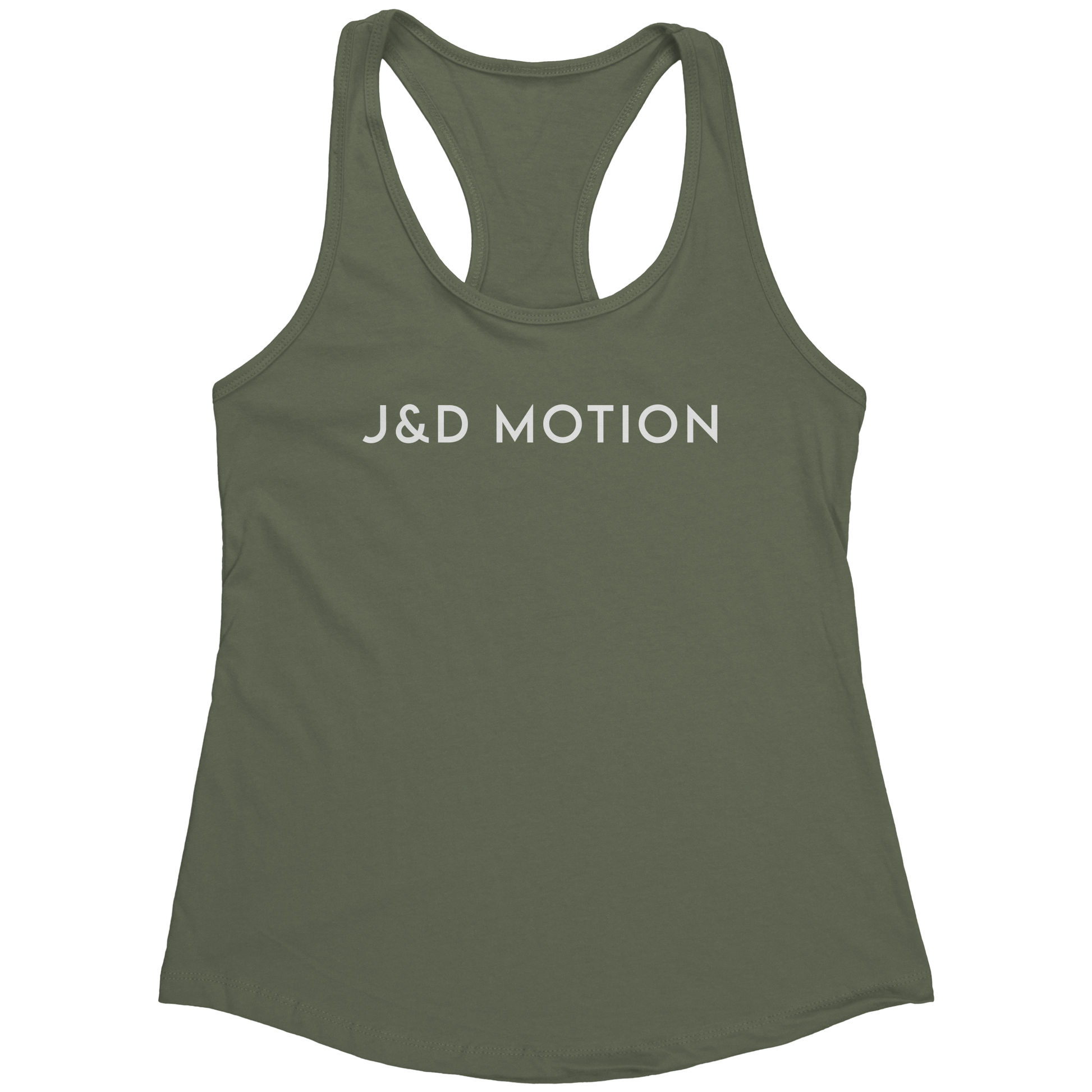 J&D Motion Women's Racerback Tank (White Text) by teelaunch