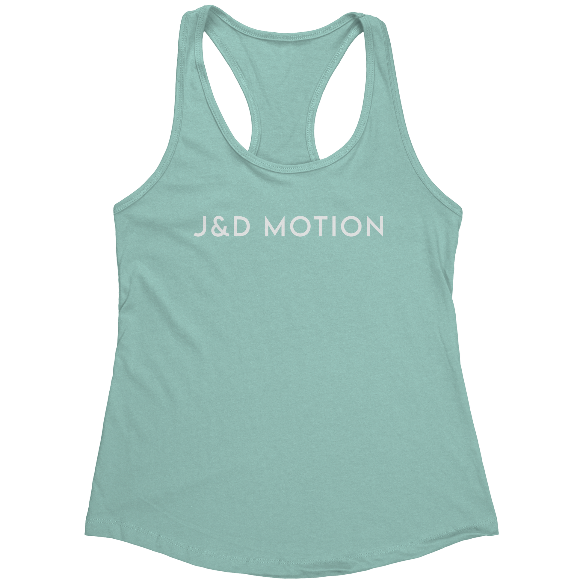 J&D Motion Women's Racerback Tank (White Text) by teelaunch