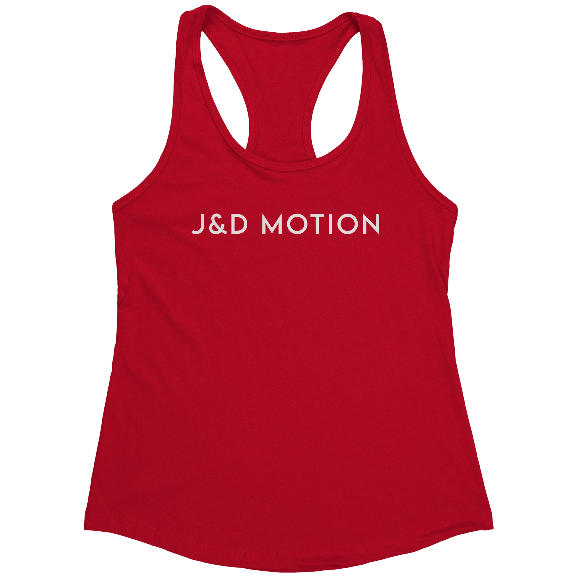 J&D Motion Women's Racerback Tank (White Text) by teelaunch
