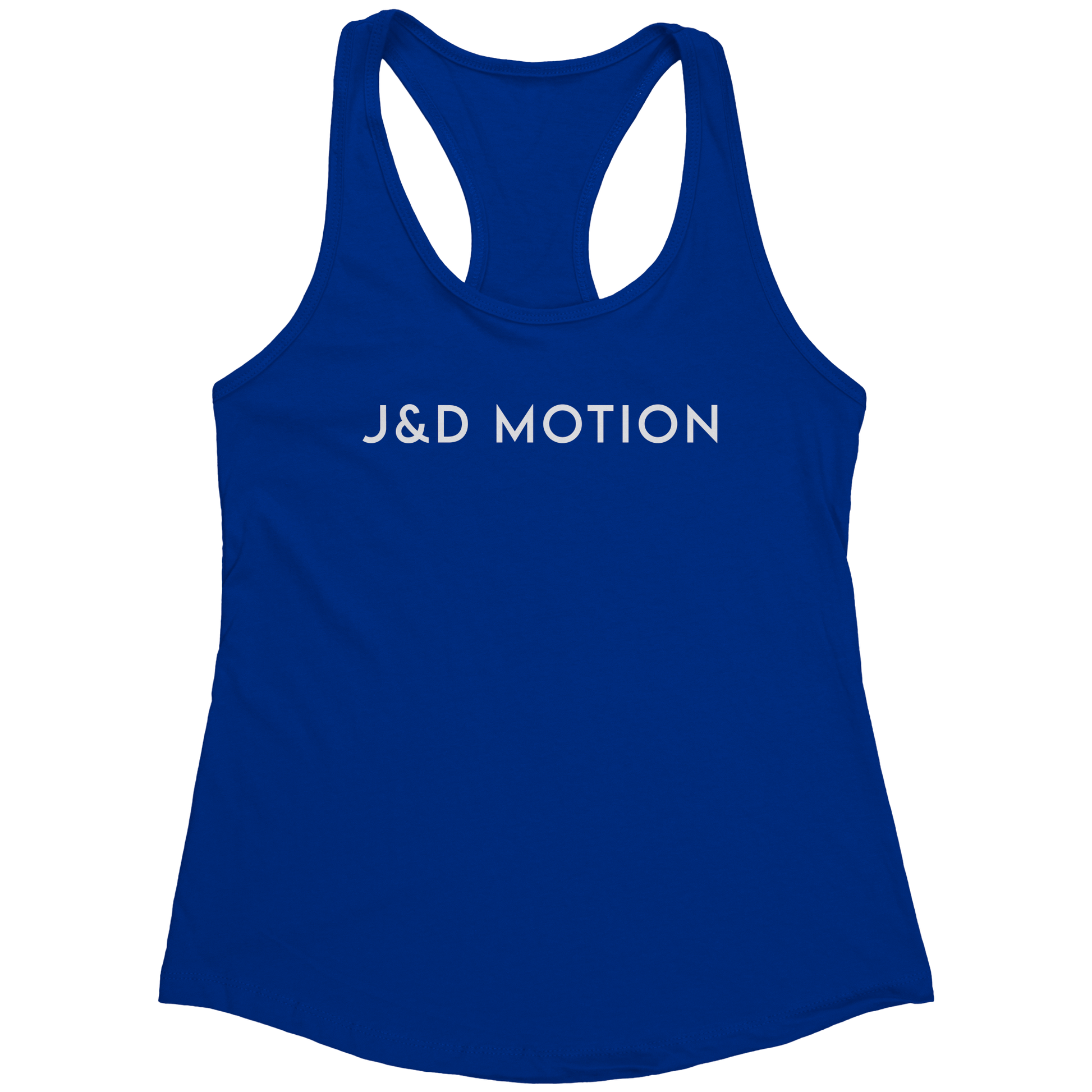 J&D Motion Women's Racerback Tank (White Text) by teelaunch