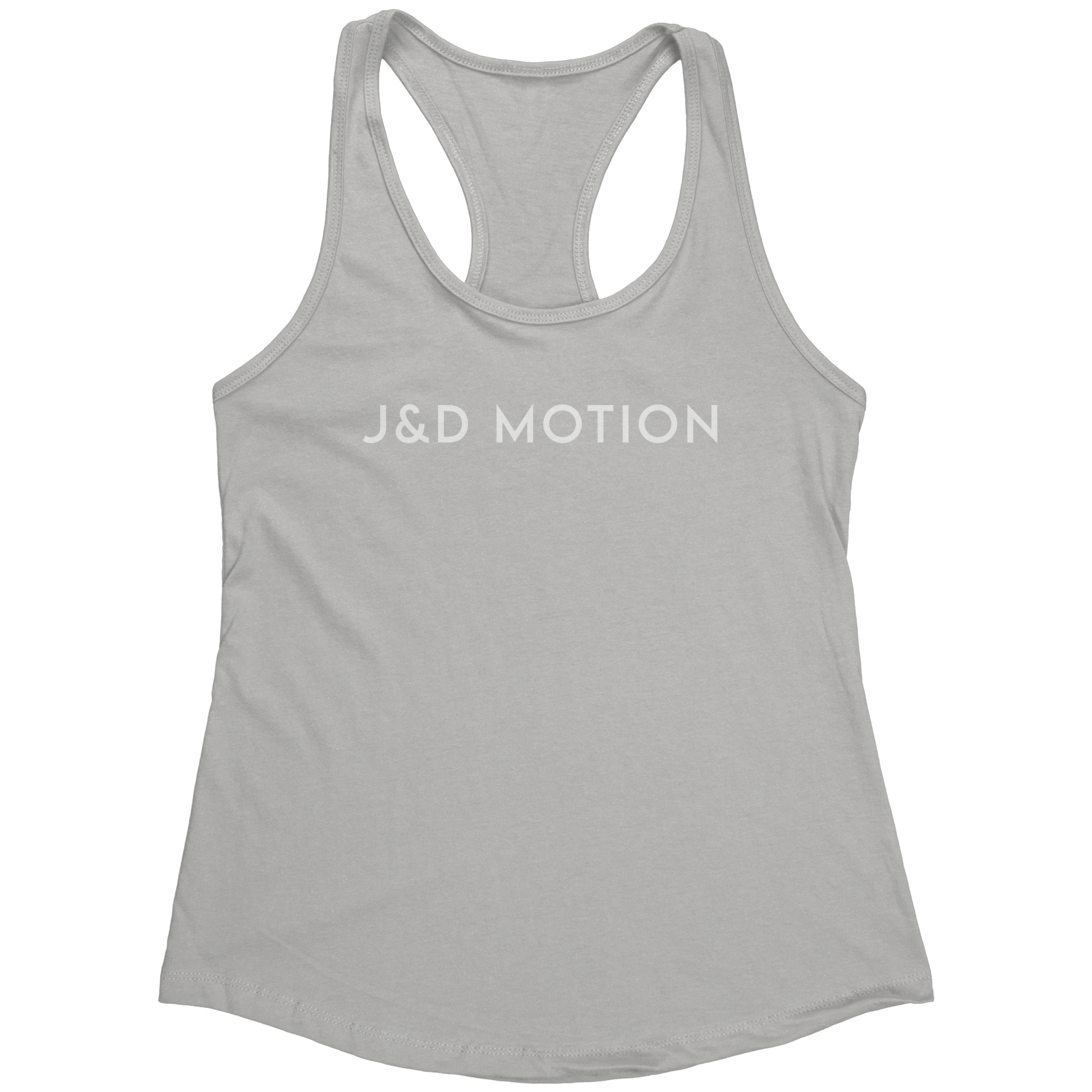 J&D Motion Women's Racerback Tank (White Text) by teelaunch